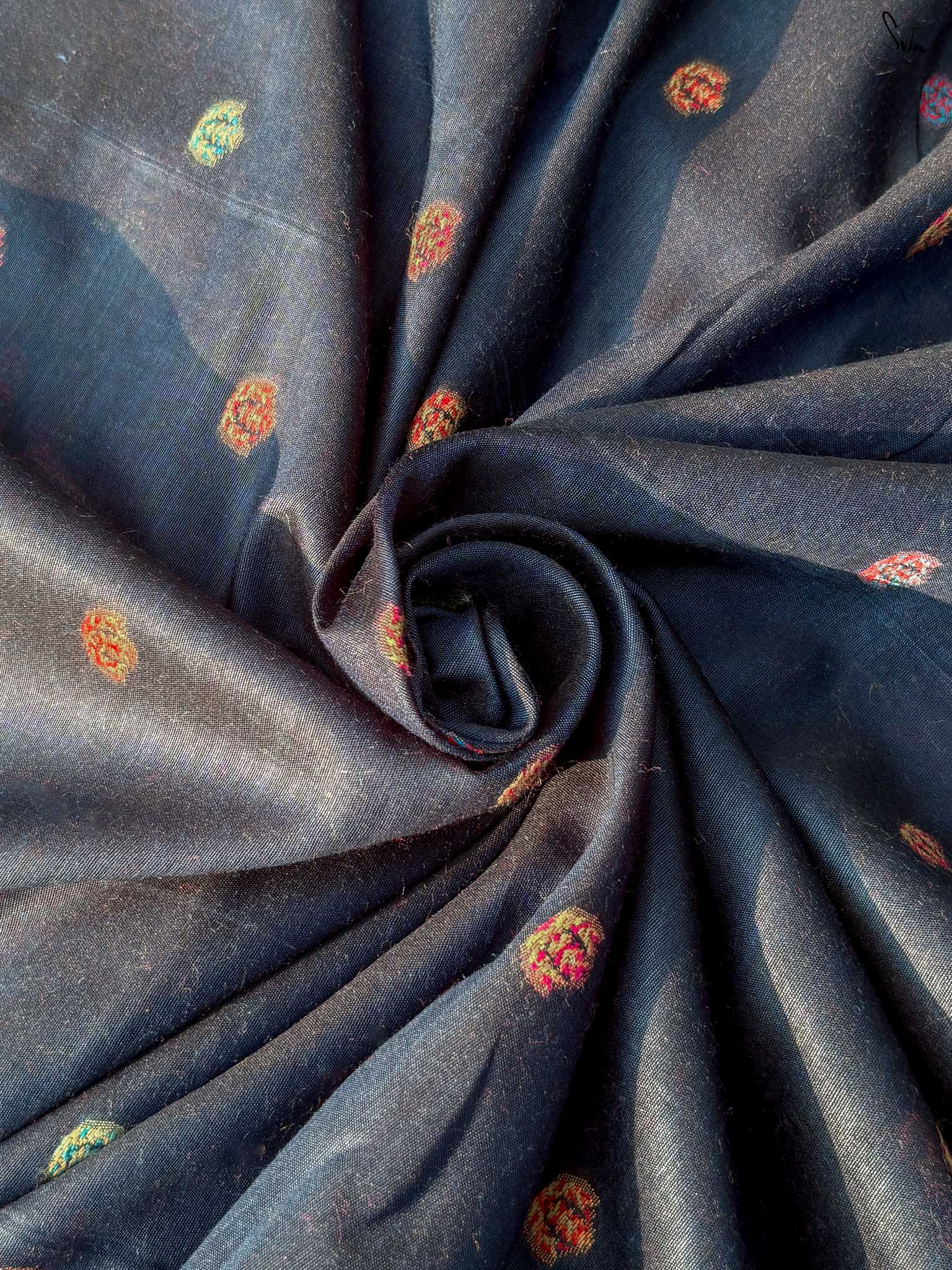 Apricot Pashm Multicolour Woolen Saree
