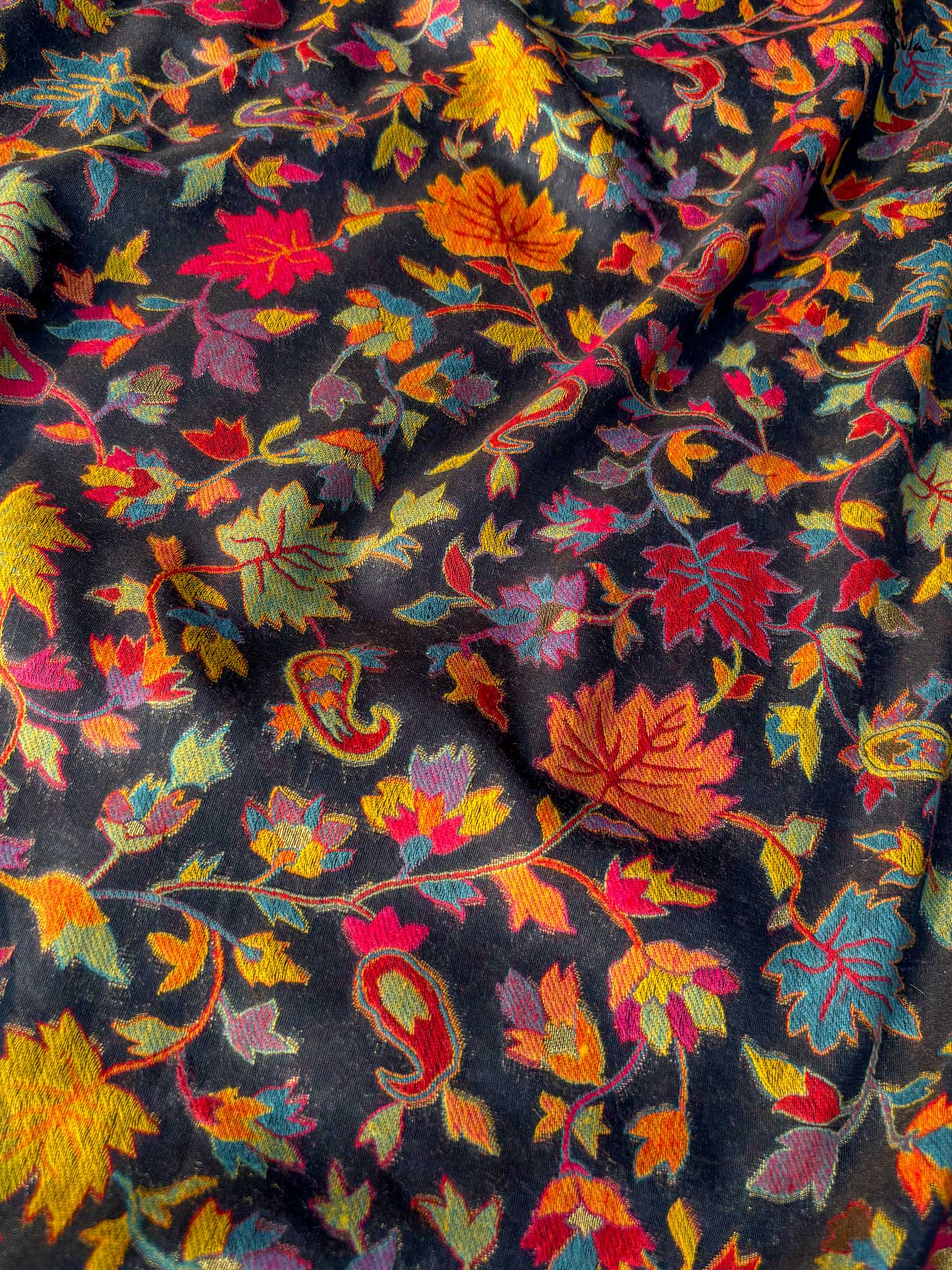 Apricot Pashm Multicolour Woolen Saree