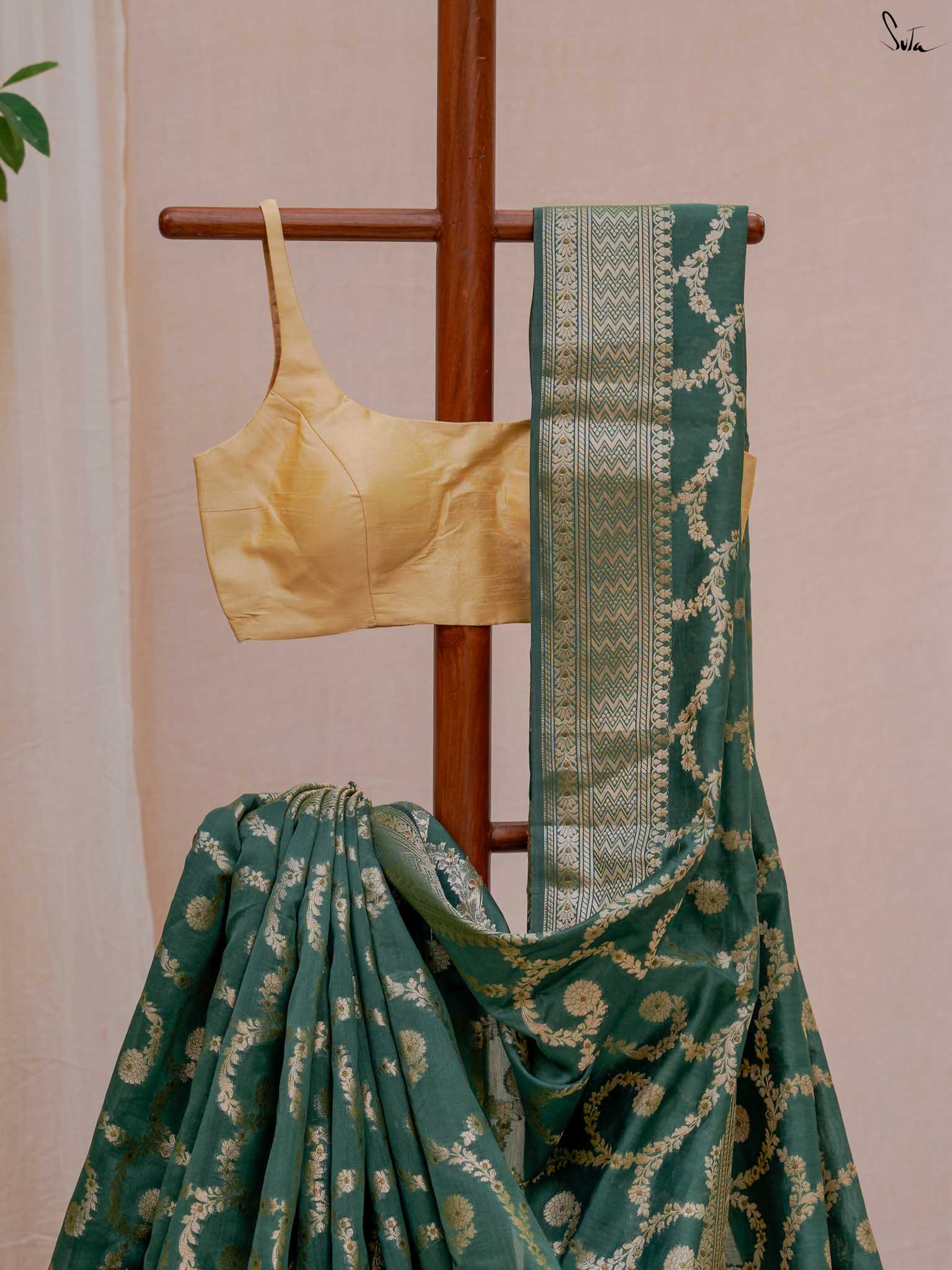 Tivra Green Banarasi Saree