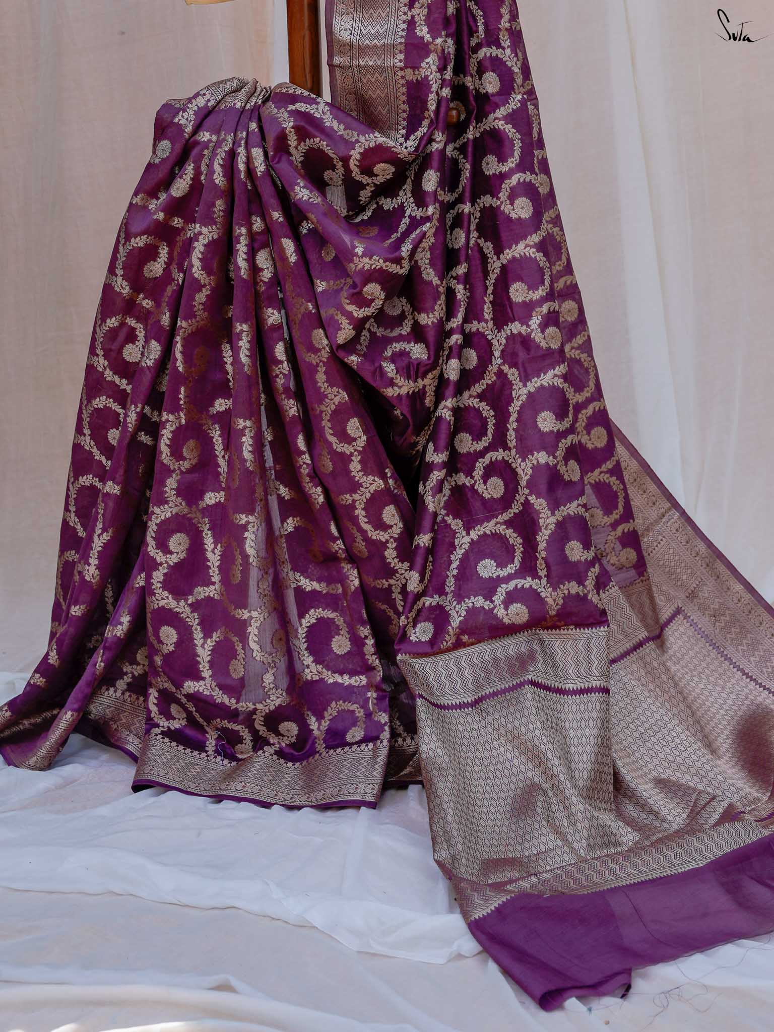Thumri Wine Banarasi Saree