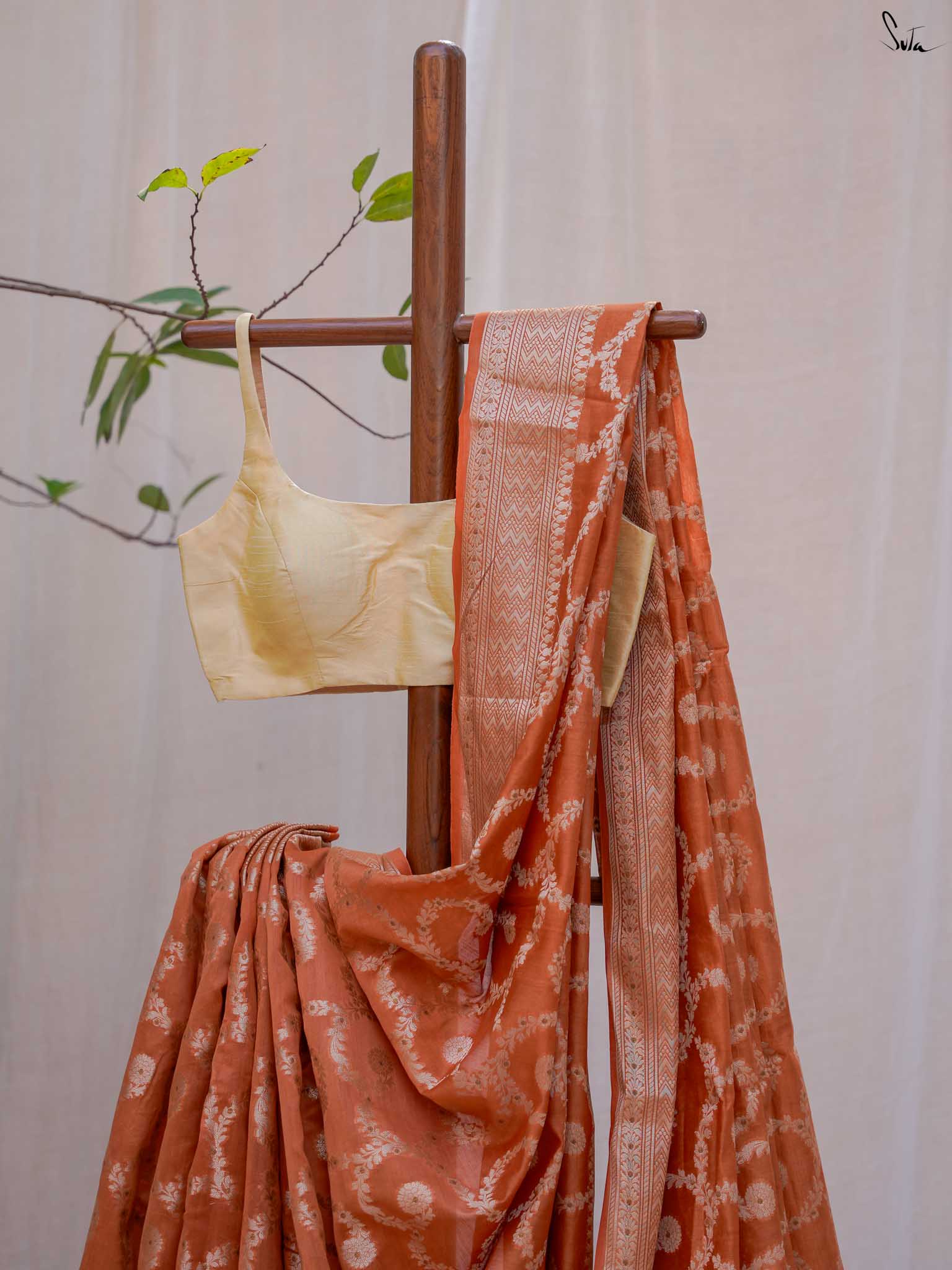 Chaiti Rust Banarasi Saree