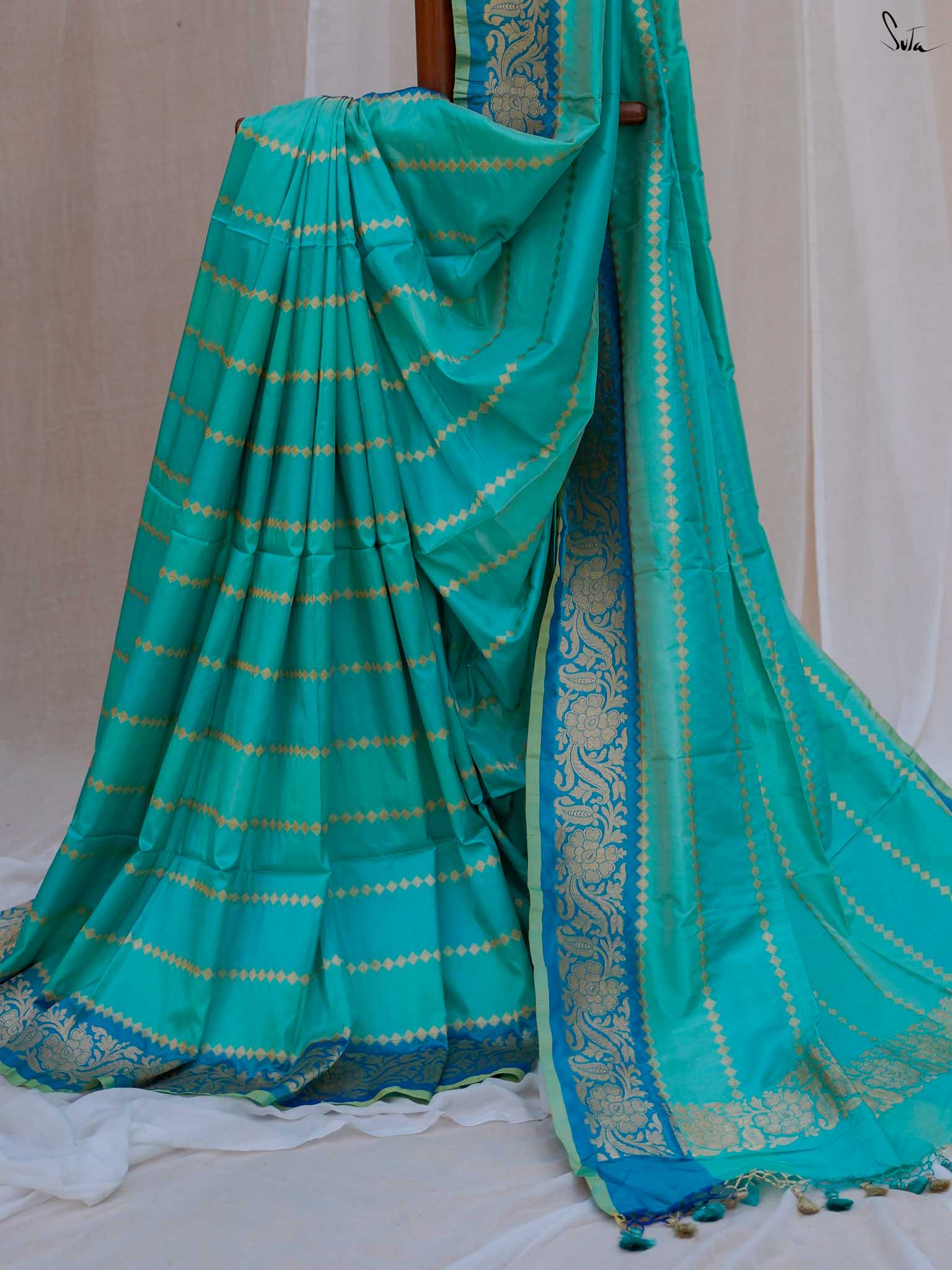 Manikarnika Mint Banarasi Saree