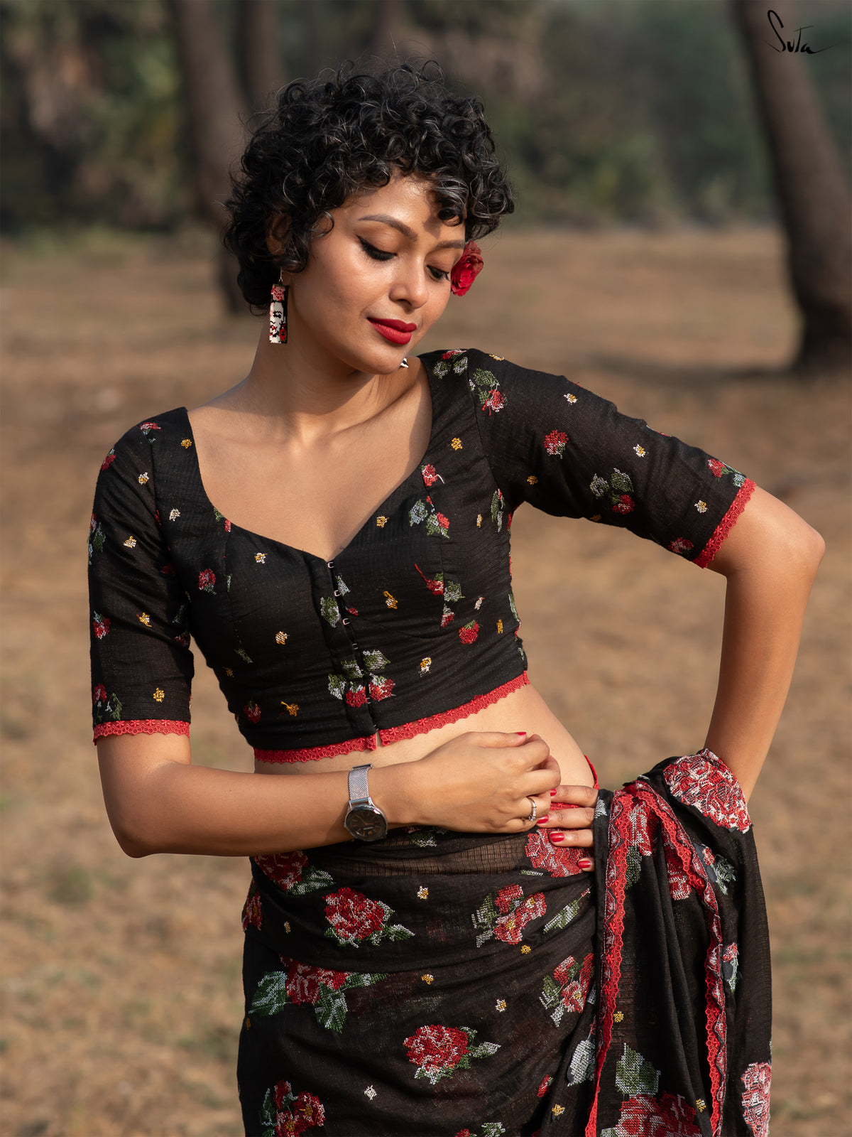 Prem Nisha blouse - embroidered blouse | Black | festive wear 