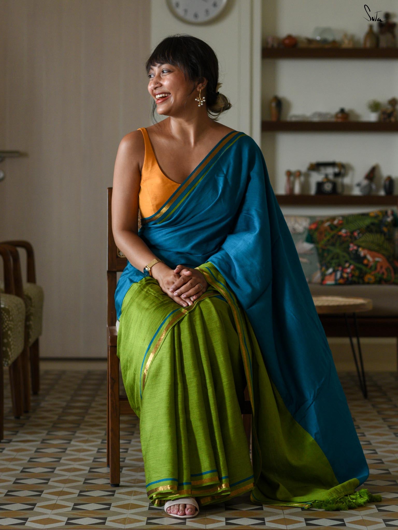 Double Trouble: Blue/Green Saree