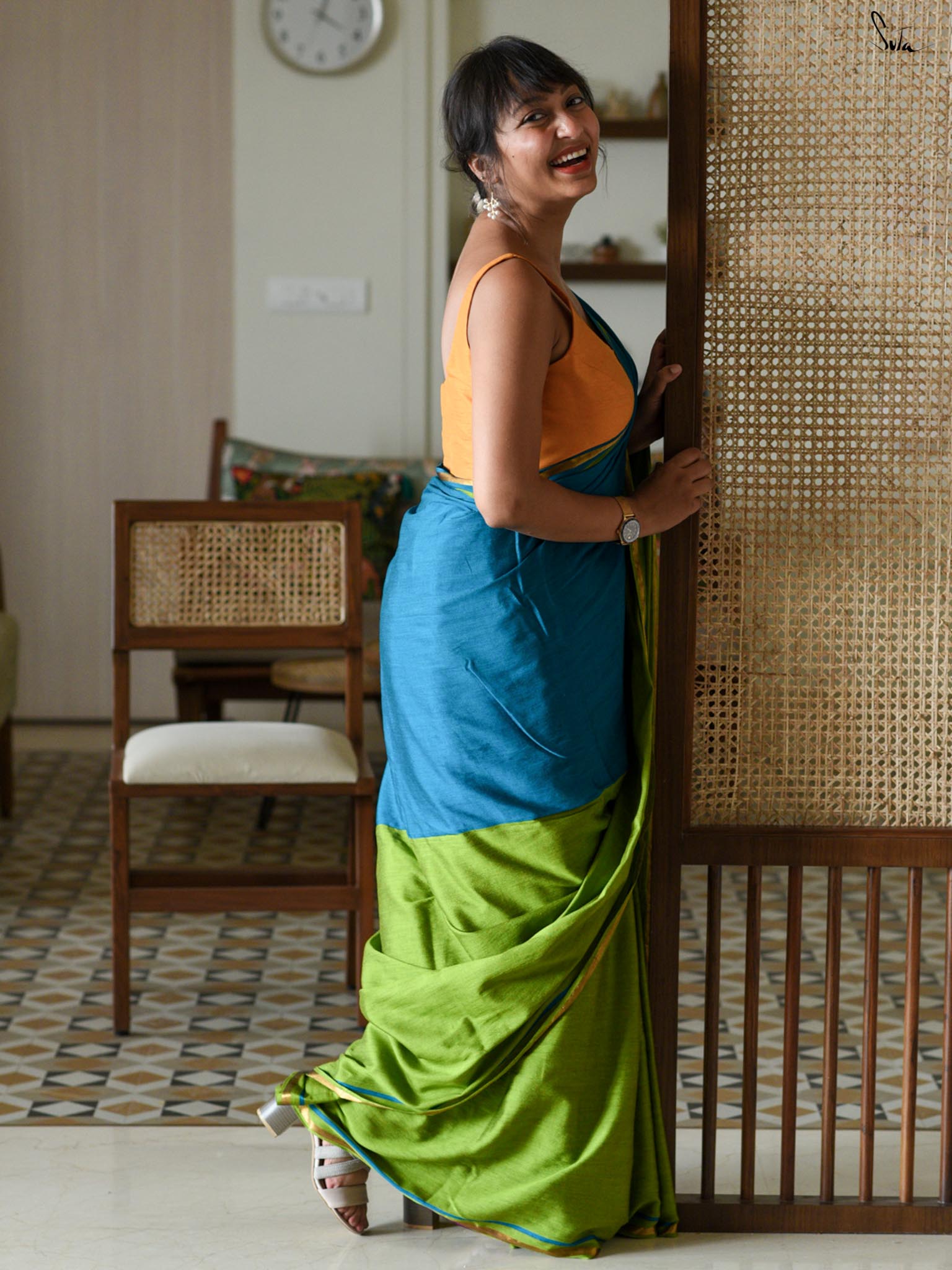 Double Trouble: Blue/Green Saree