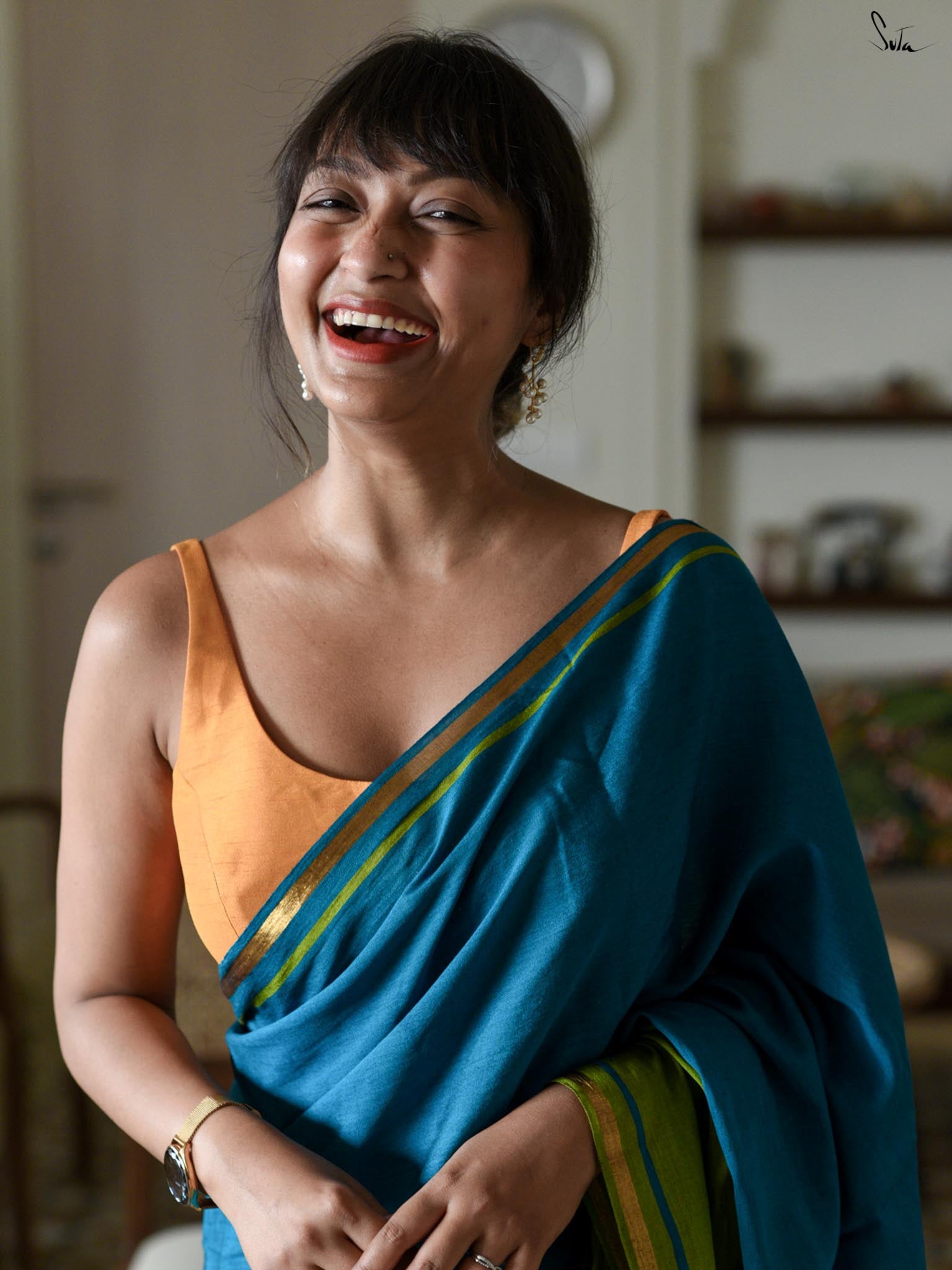 Double Trouble: Blue/Green Saree