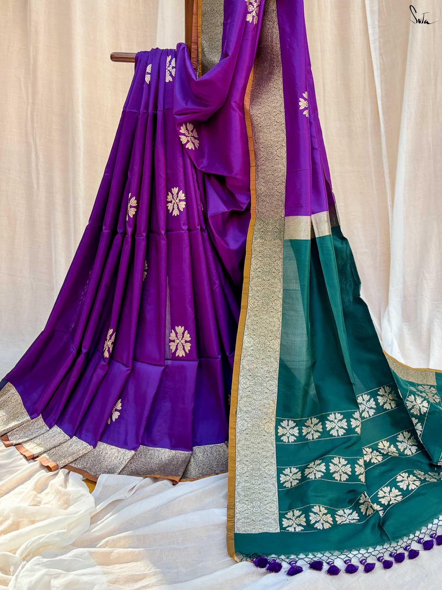 Haseen Shahaana Purple Banarasi Saree