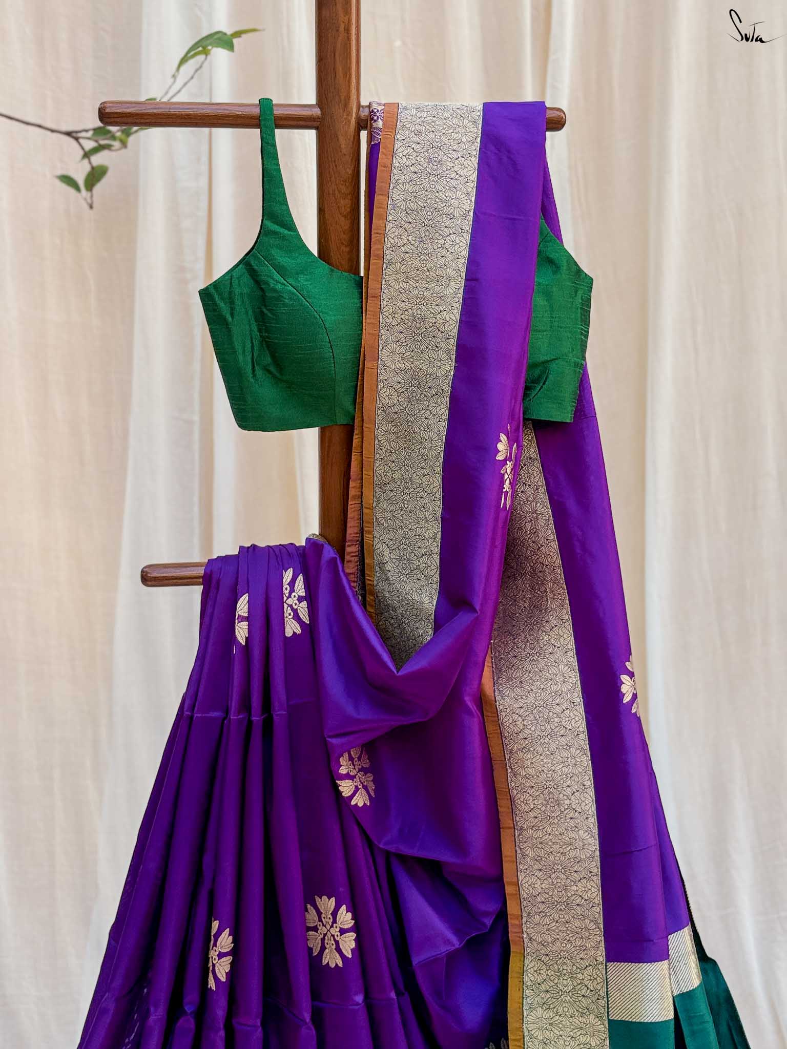 Haseen Shahaana Purple Banarasi Saree