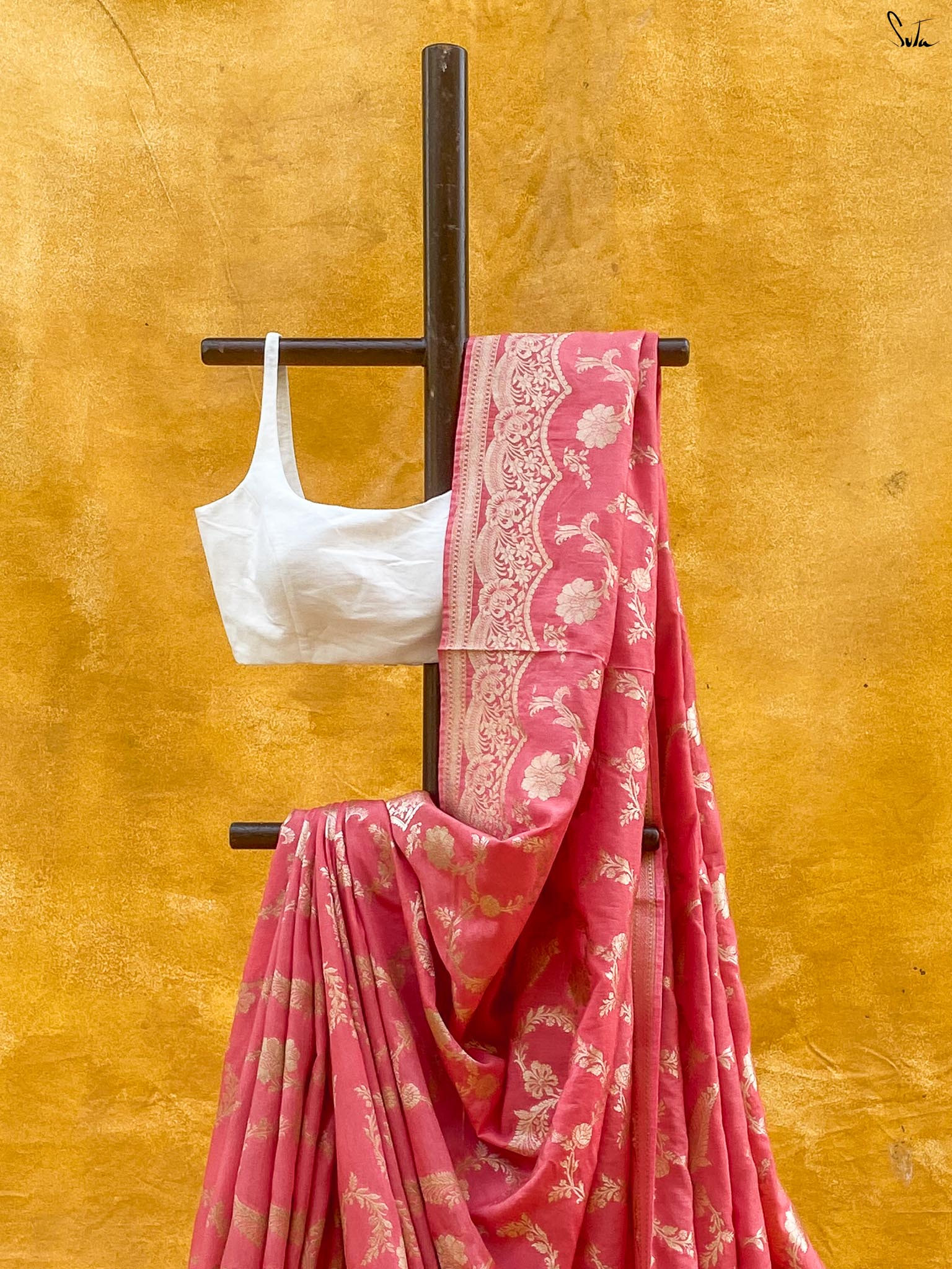 Saanjh Kesar Peach Banarasi Saree