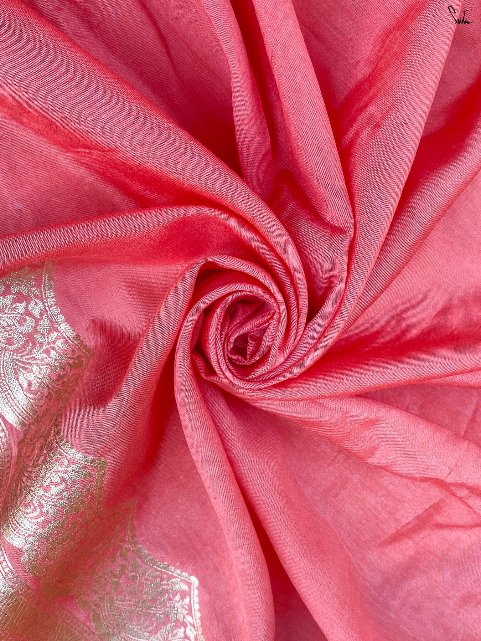 Saanjh Kesar Peach Banarasi Saree