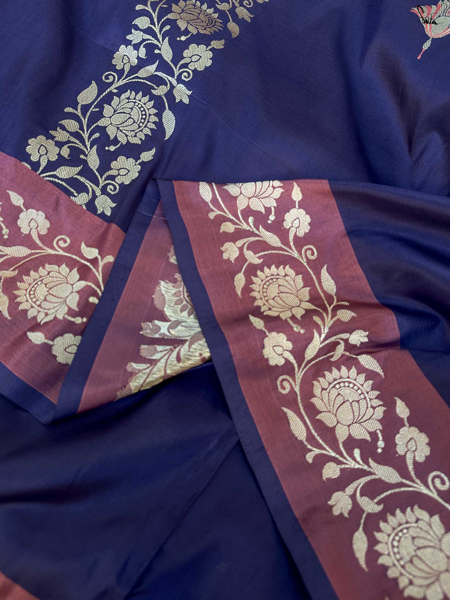 Panchkota Navy Blue Banarasi Saree