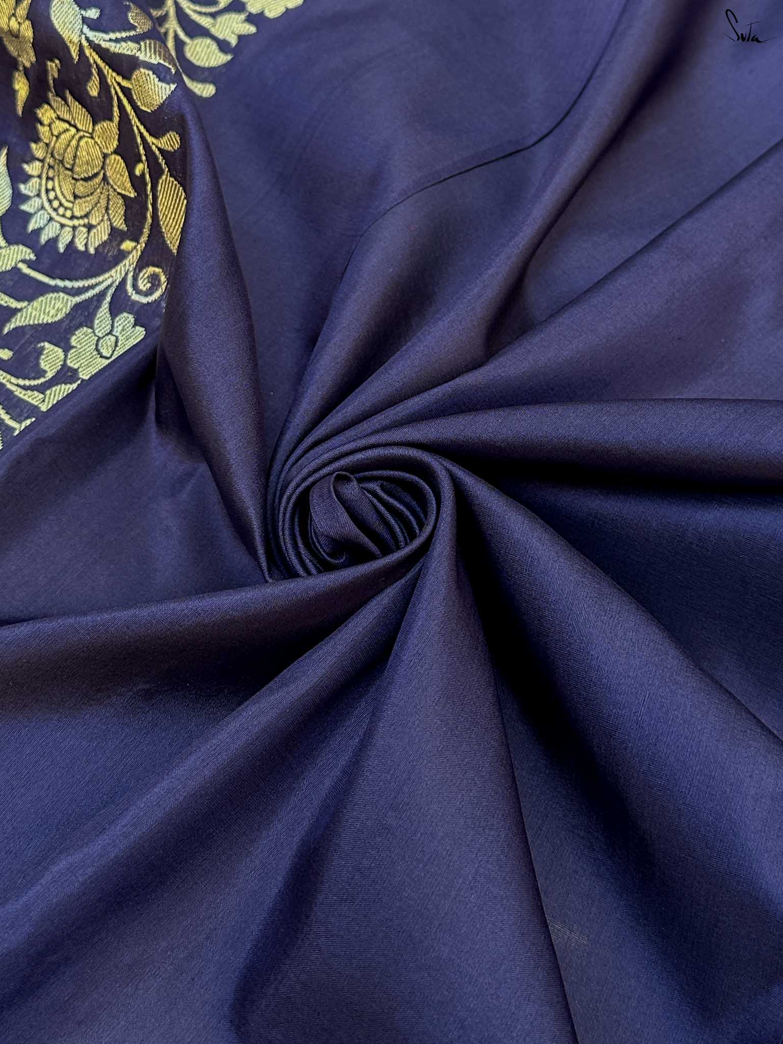 Panchkota Navy Blue Banarasi Saree