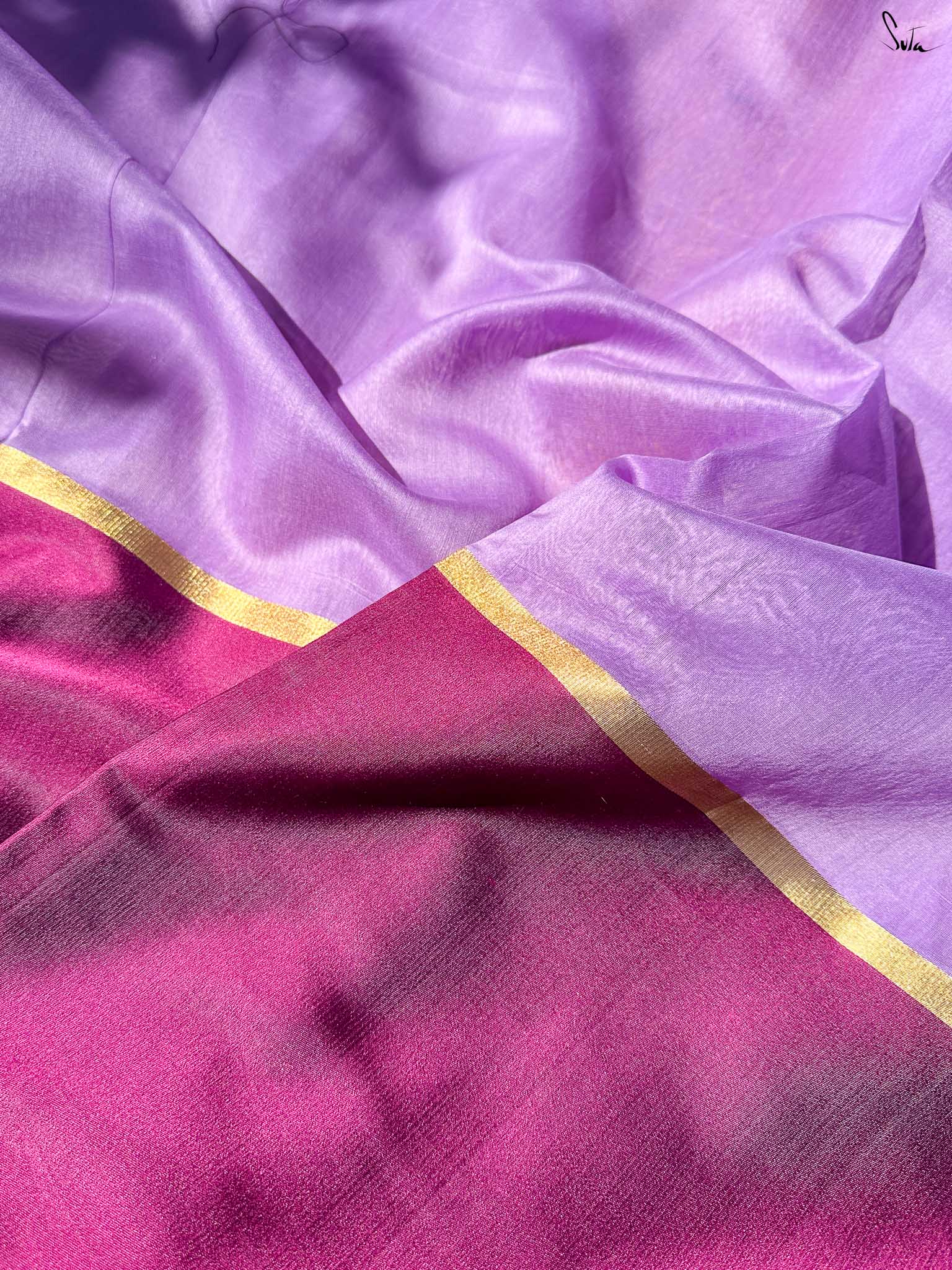 Serene Sita Lavender Mashru Border Saree