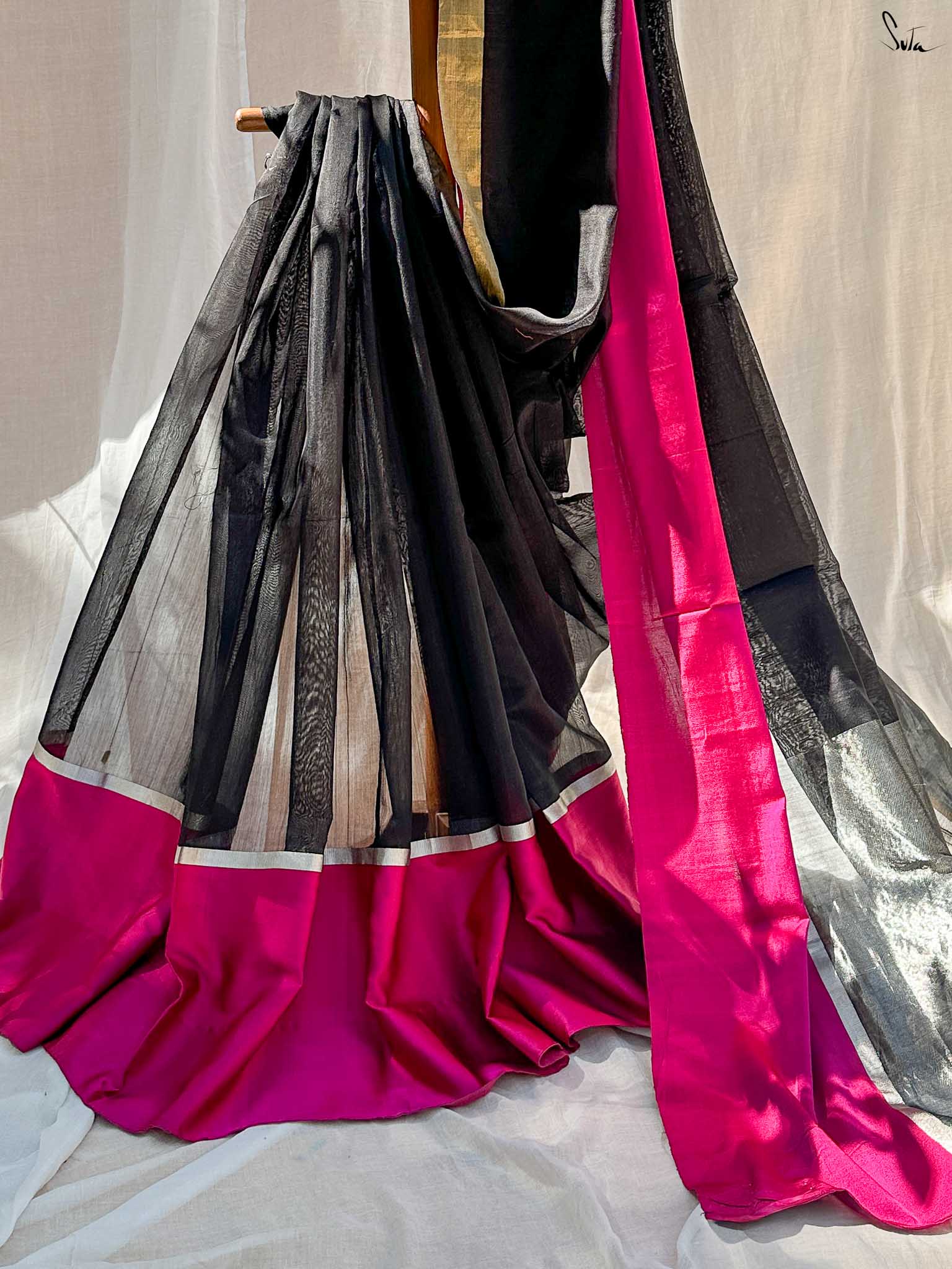 Tenacious Trisha Black Mashru Border Saree