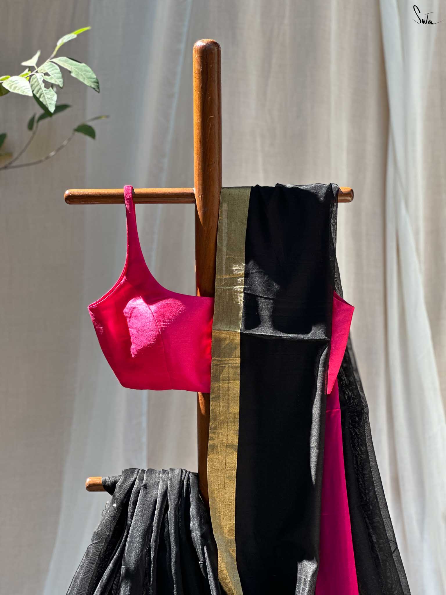 Tenacious Trisha Black Mashru Border Saree