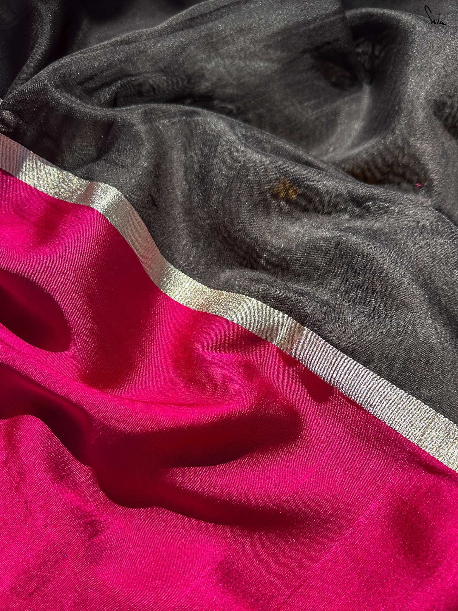 Tenacious Trisha Black Mashru Border Saree