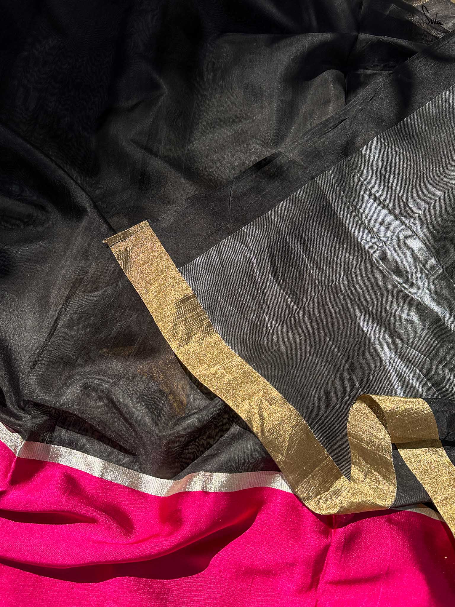 Tenacious Trisha Black Mashru Border Saree