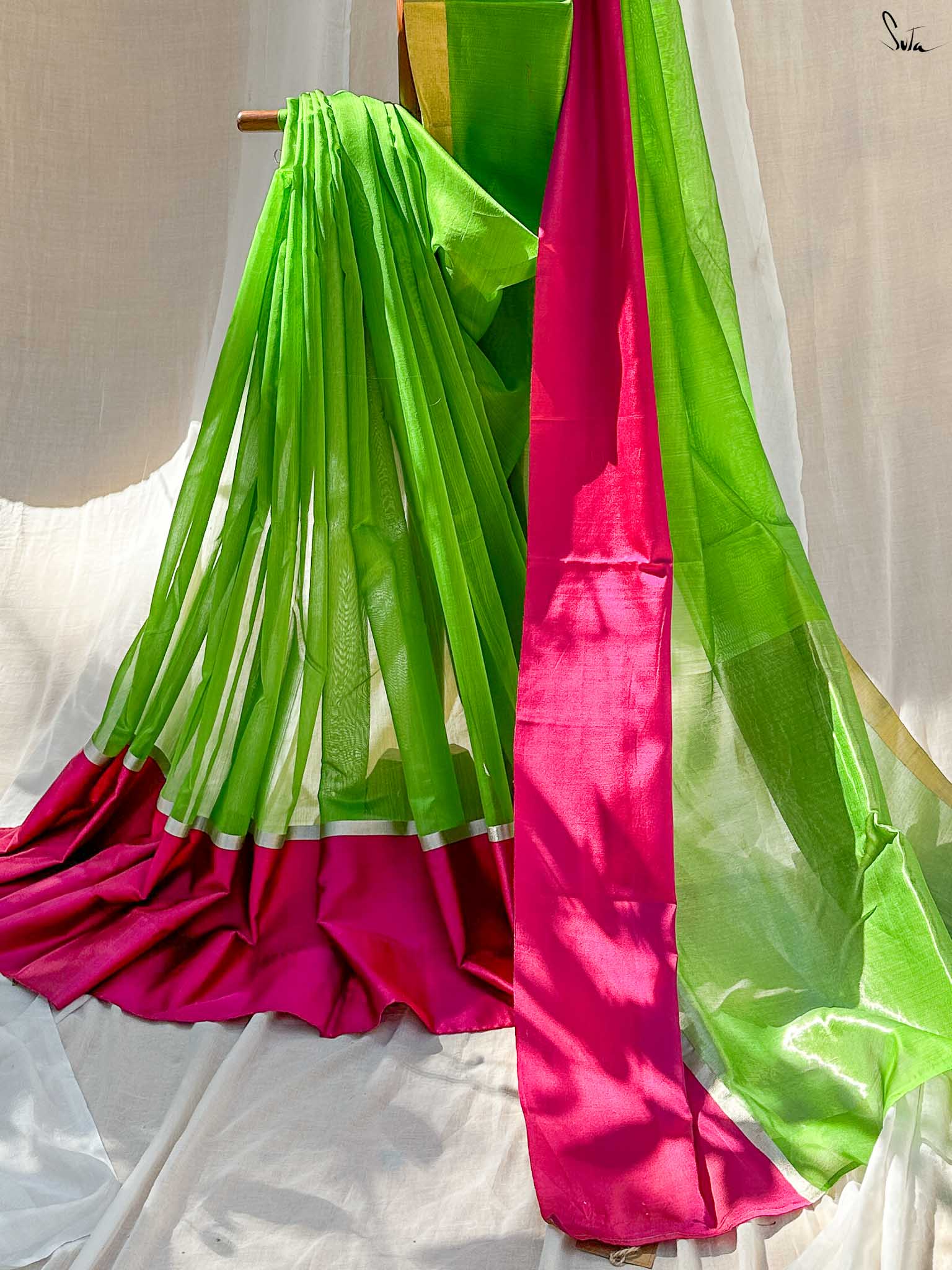 Creative Chaitali Green Mashru Border Saree