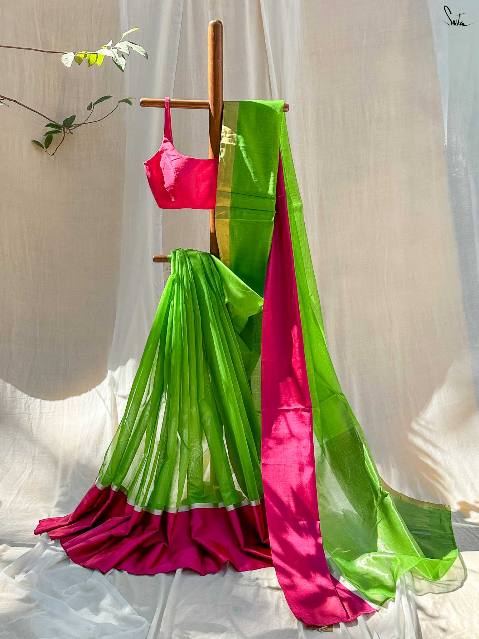 Creative Chaitali Green Mashru Border Saree