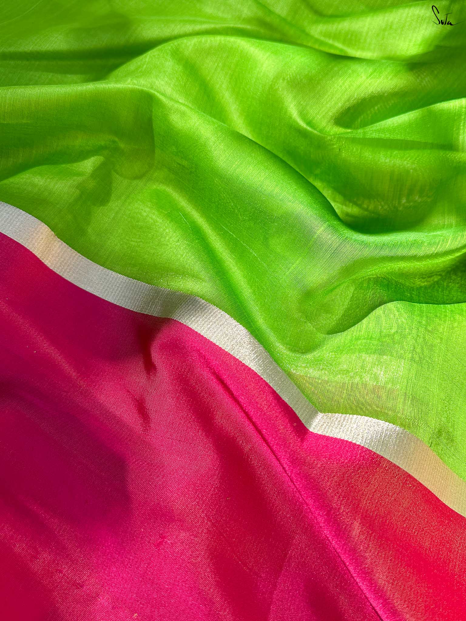 Creative Chaitali Green Mashru Border Saree