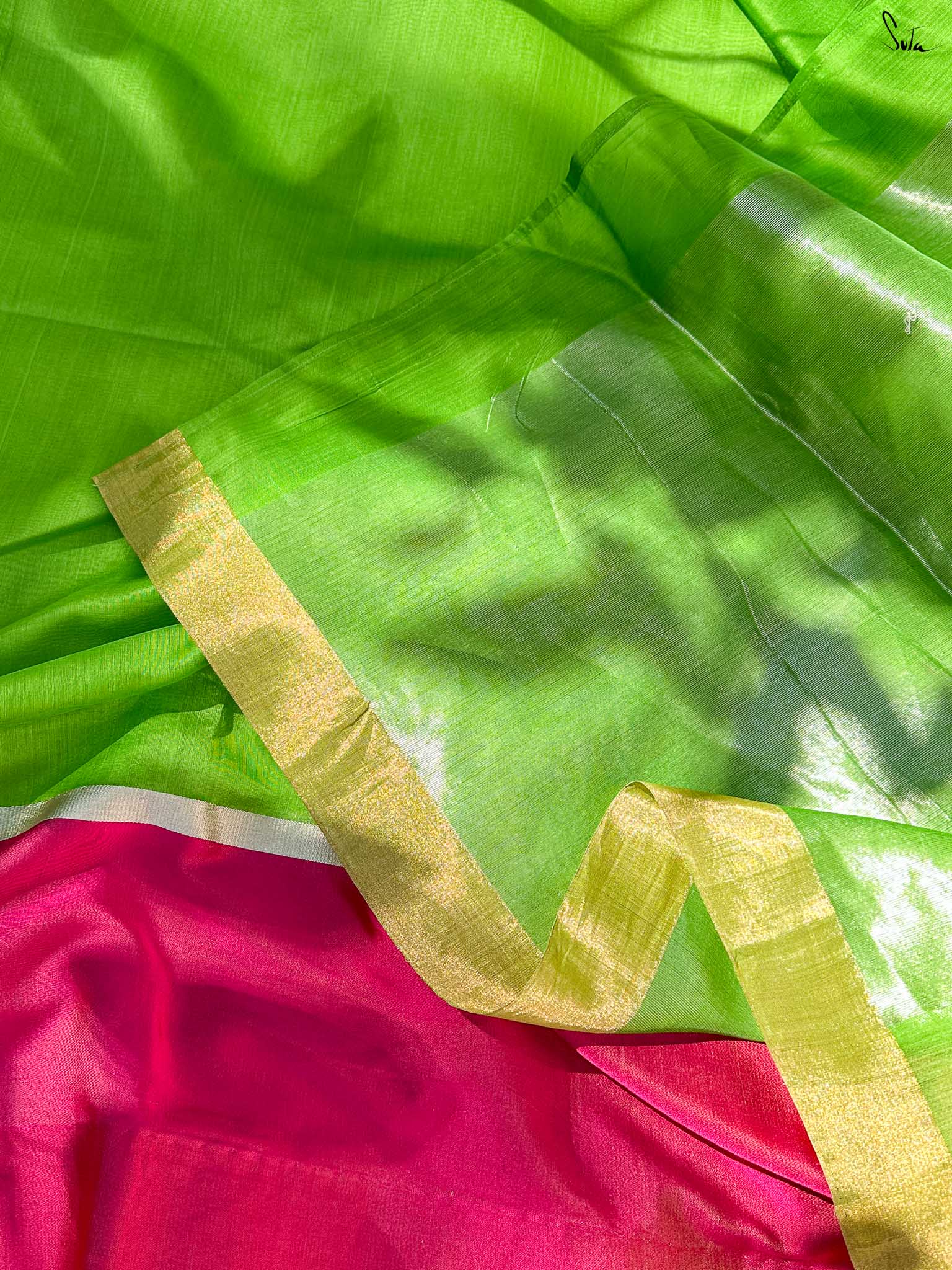 Creative Chaitali Green Mashru Border Saree