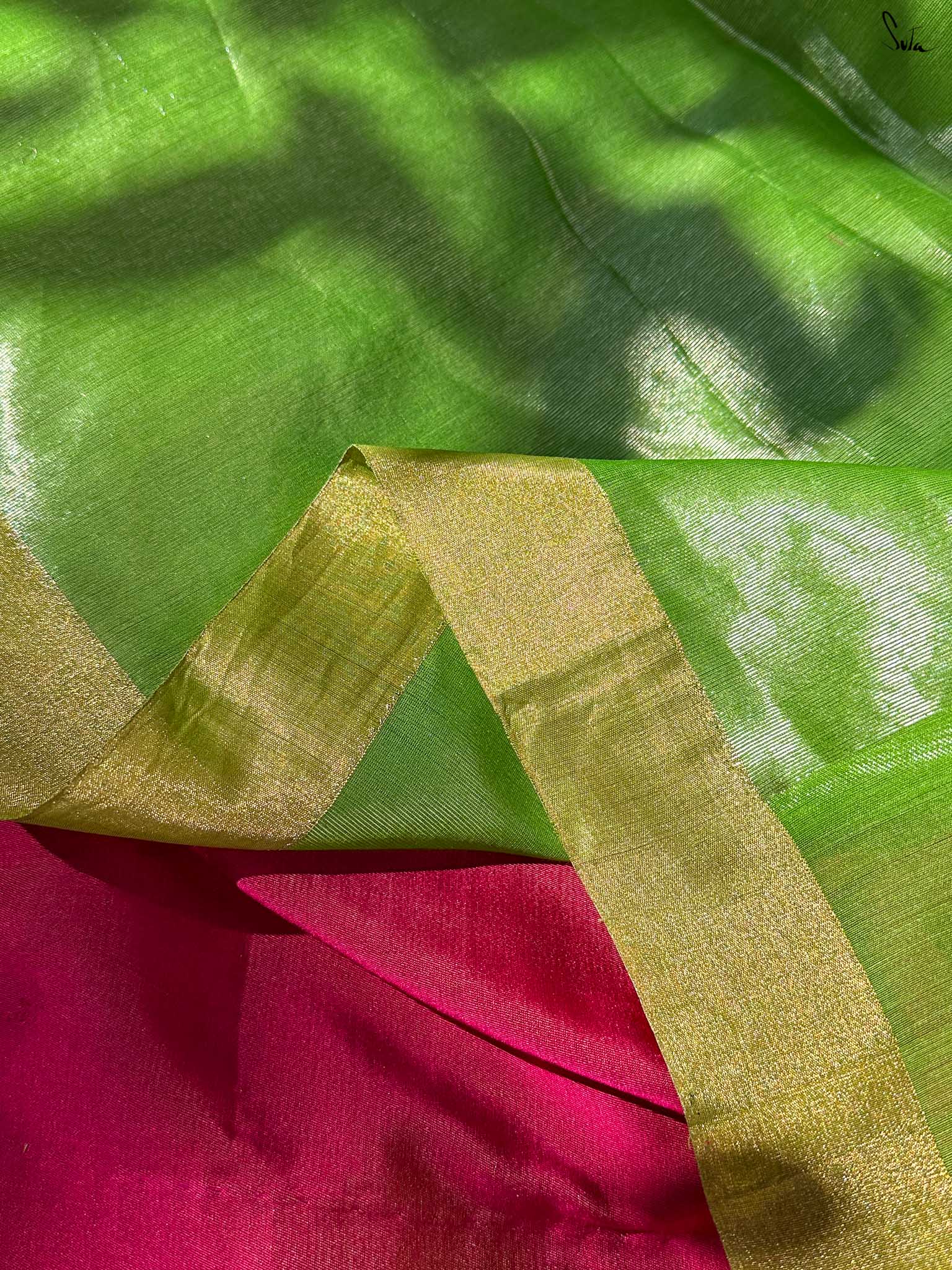 Creative Chaitali Green Mashru Border Saree