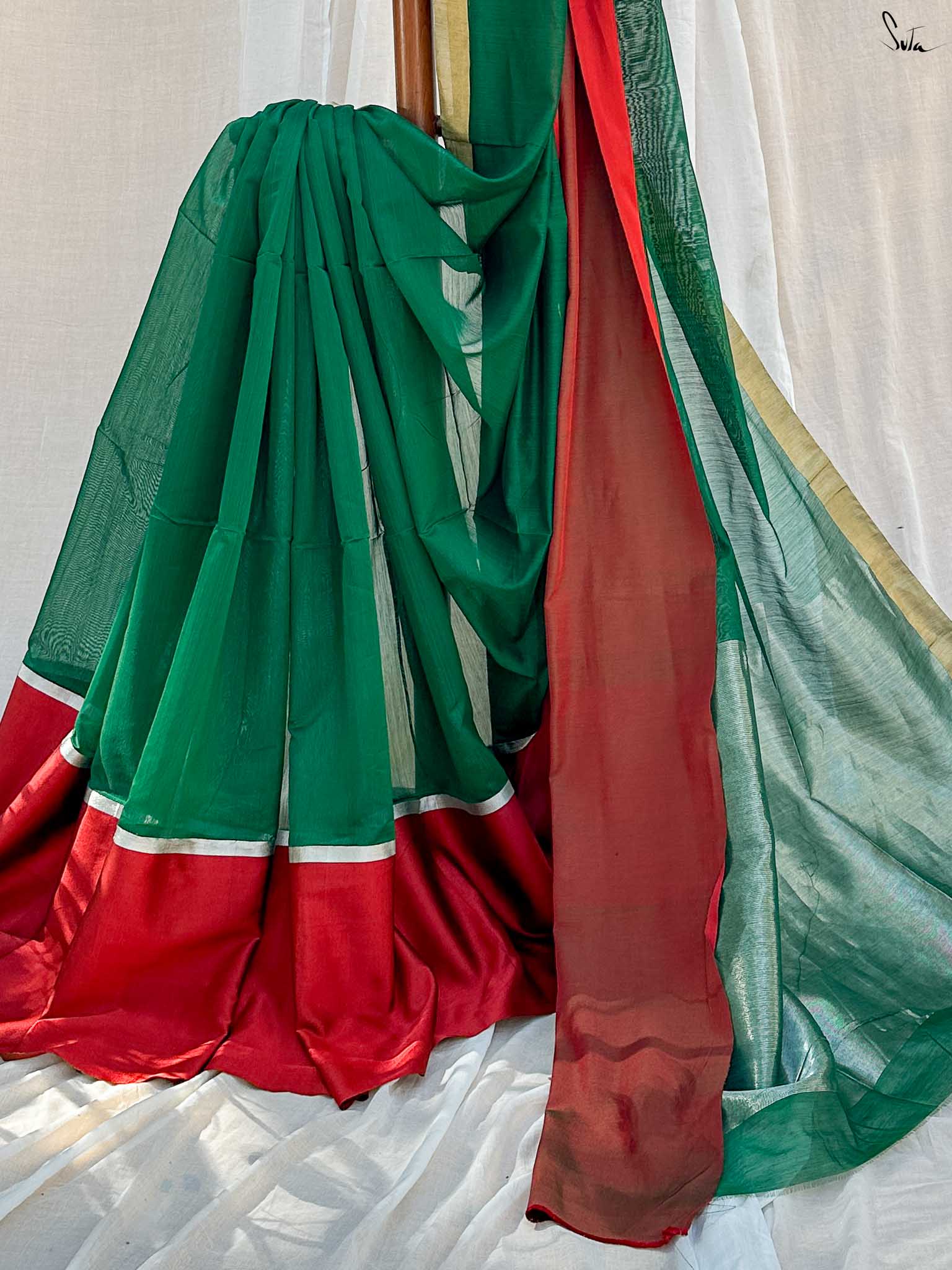 Truimphant Tara Green Mashru Border Saree