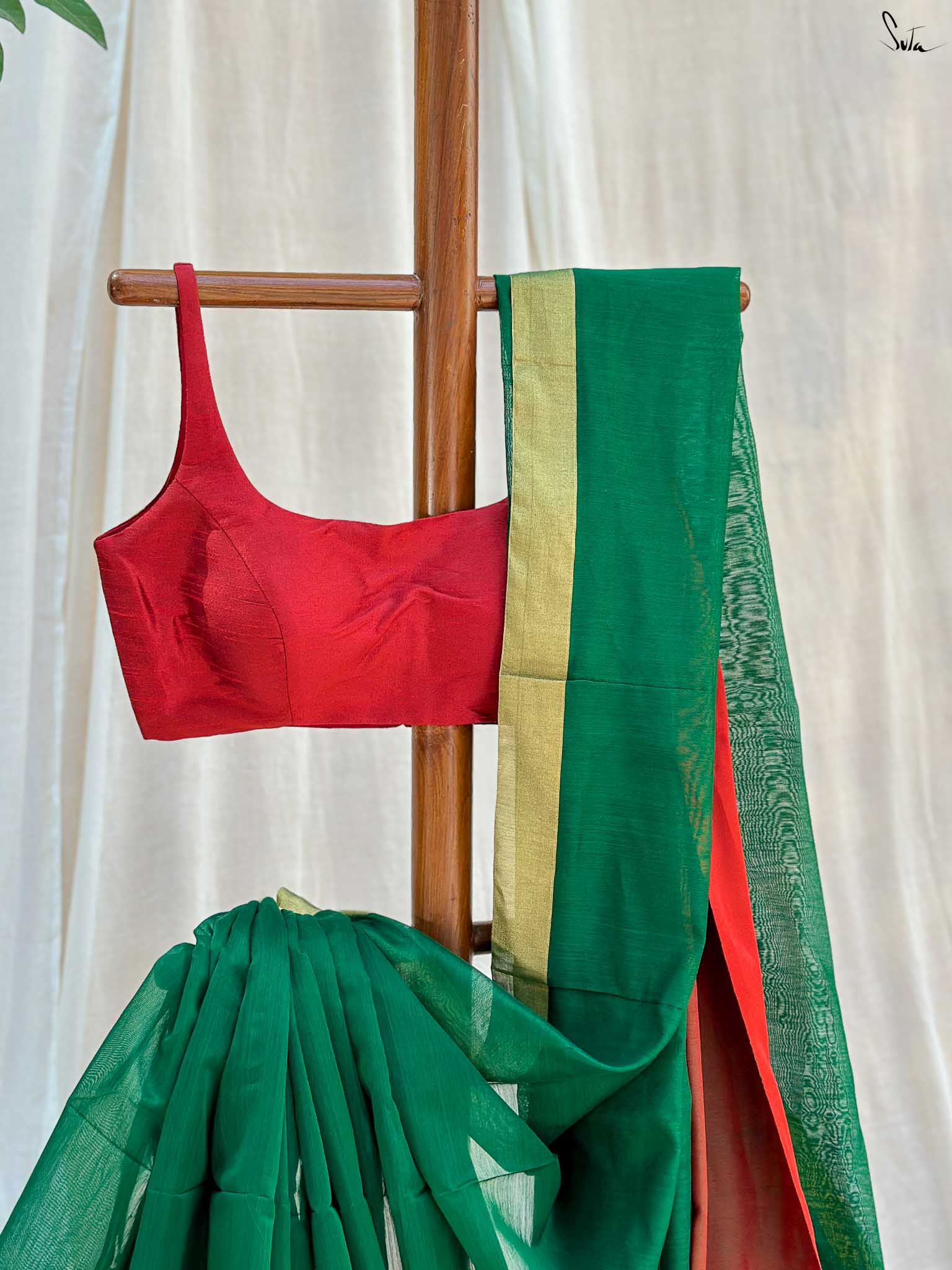 Truimphant Tara Green Mashru Border Saree