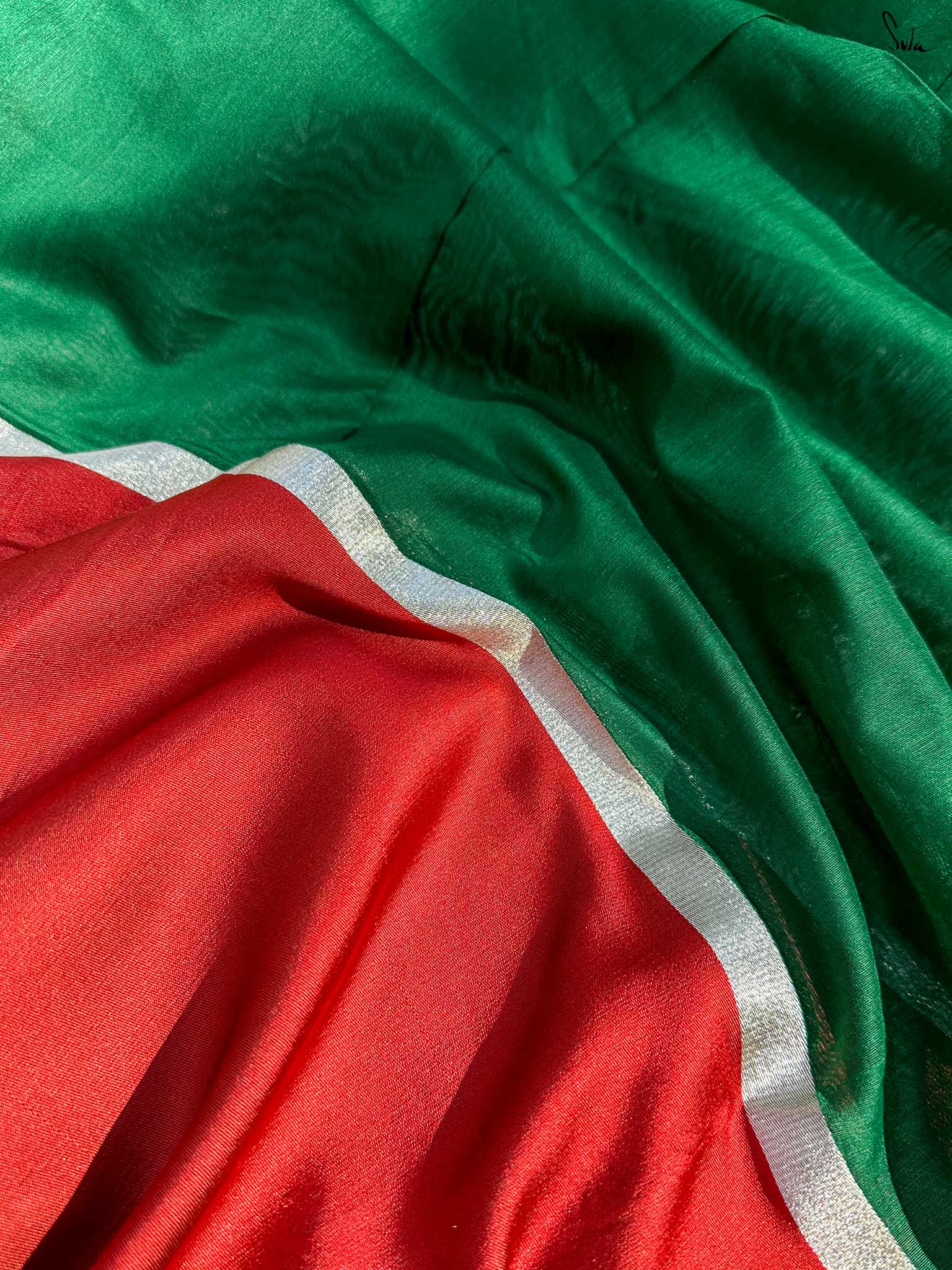 Truimphant Tara Green Mashru Border Saree