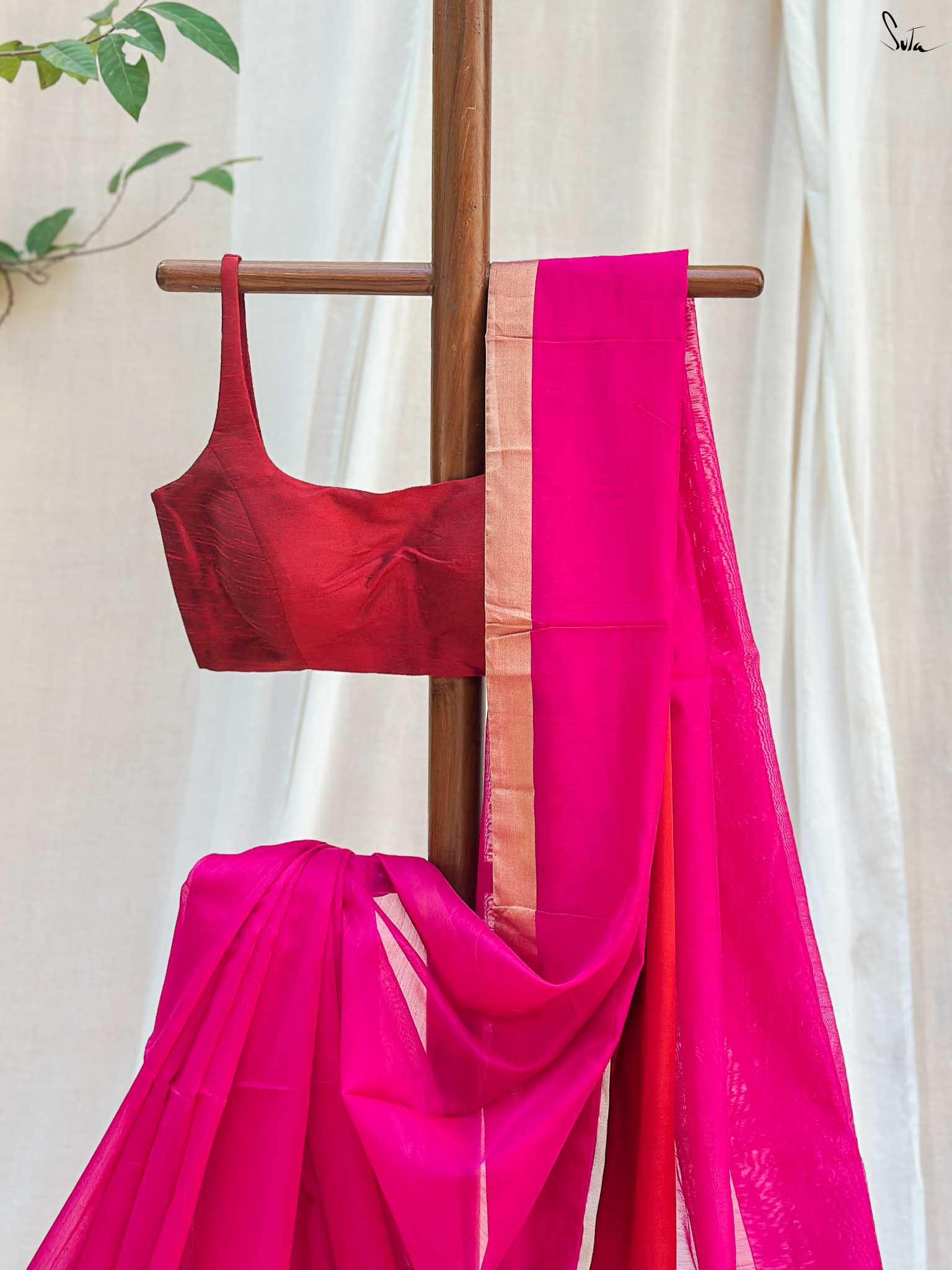 Nurturing Nirupa Pink Mashru Border Saree