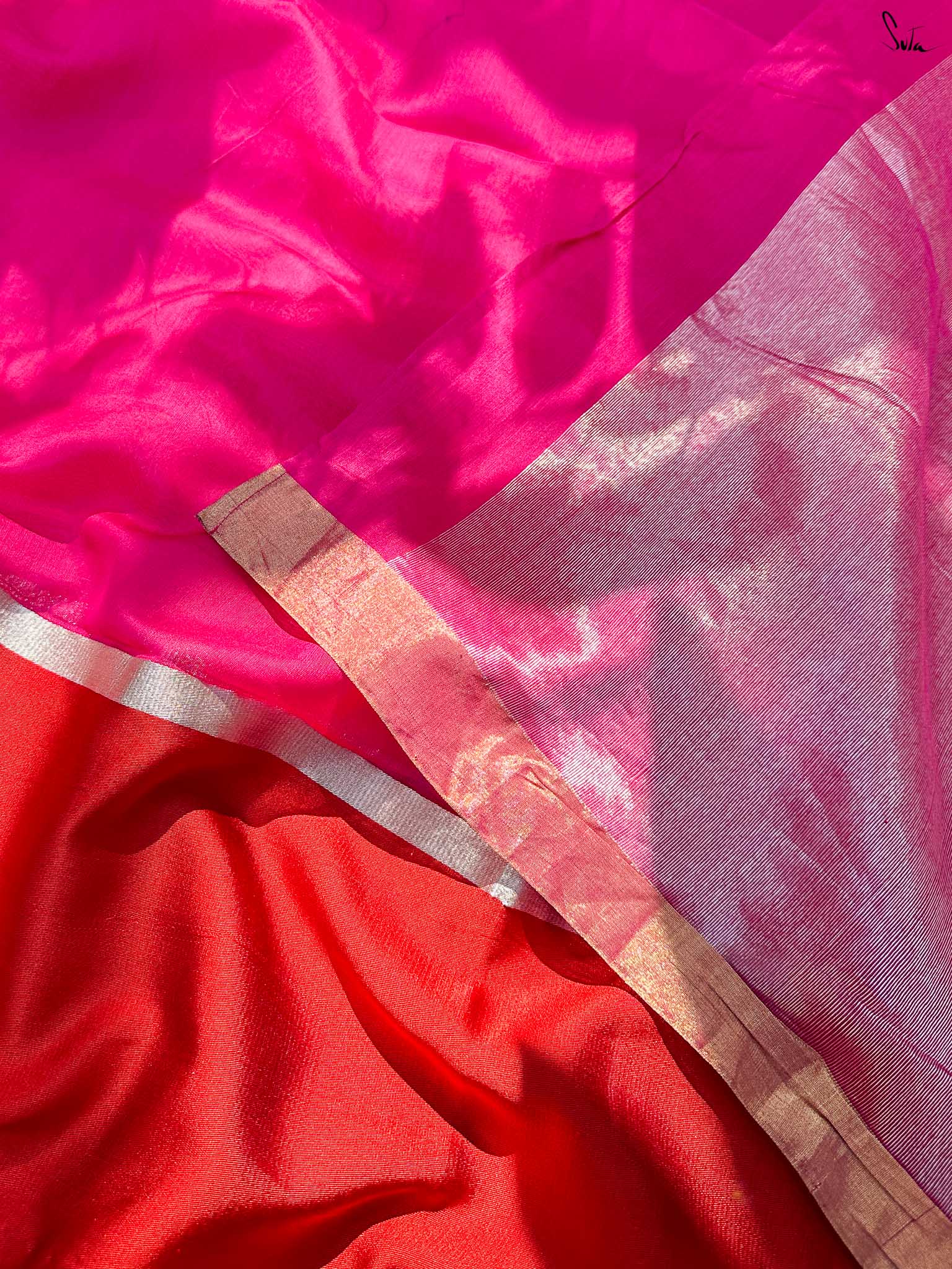 Nurturing Nirupa Pink Mashru Border Saree