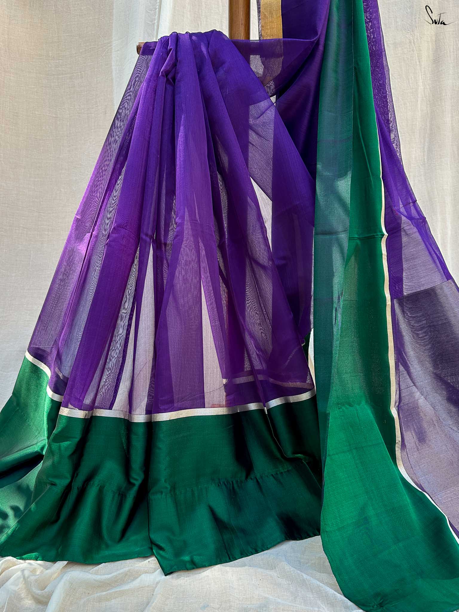 Courageous Chitrangada Purple Mashru Border Saree