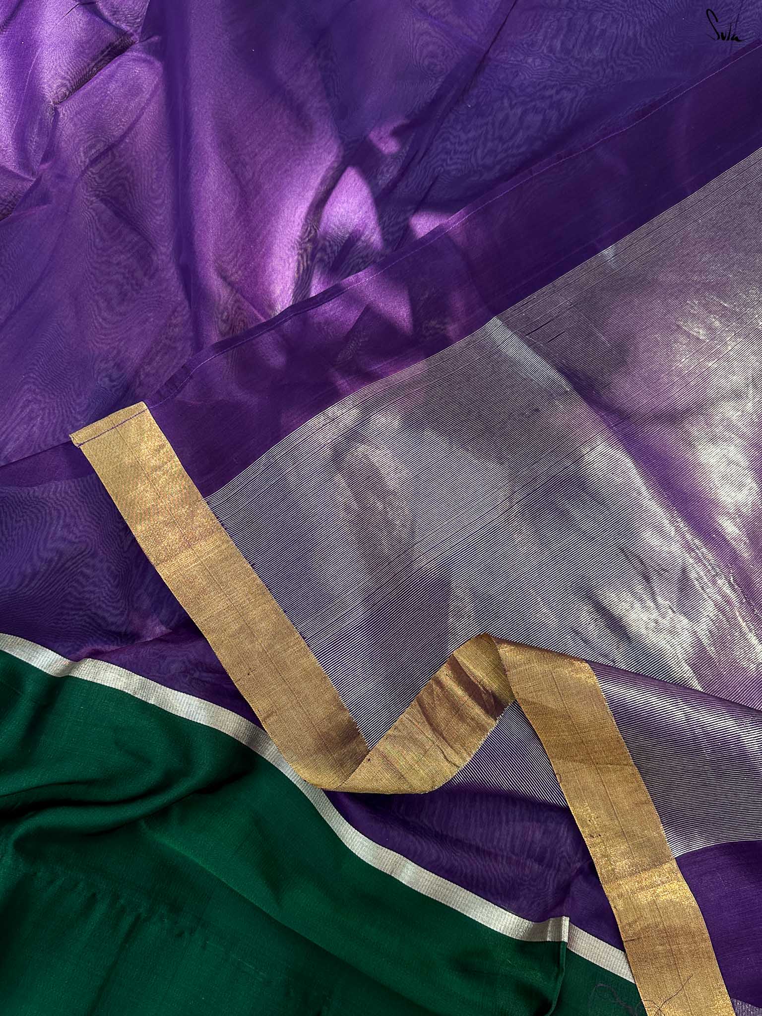 Courageous Chitrangada Purple Mashru Border Saree