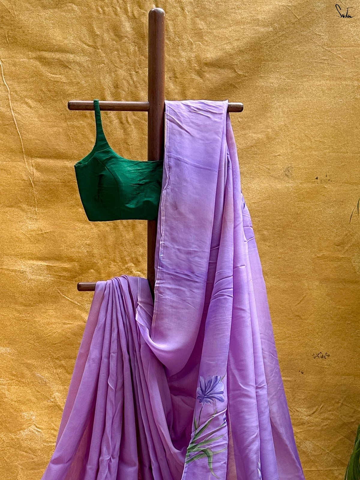 Lilac Sonata (Hand Painted Viscose Saree)