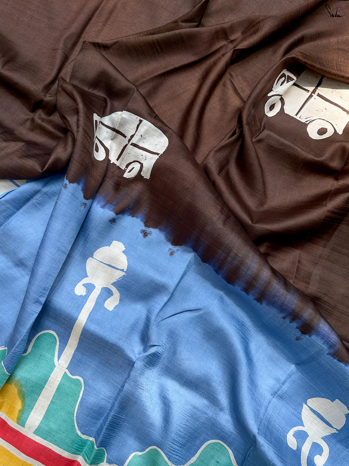 Megher Rong (Hand Painted Batik Silk Saree)