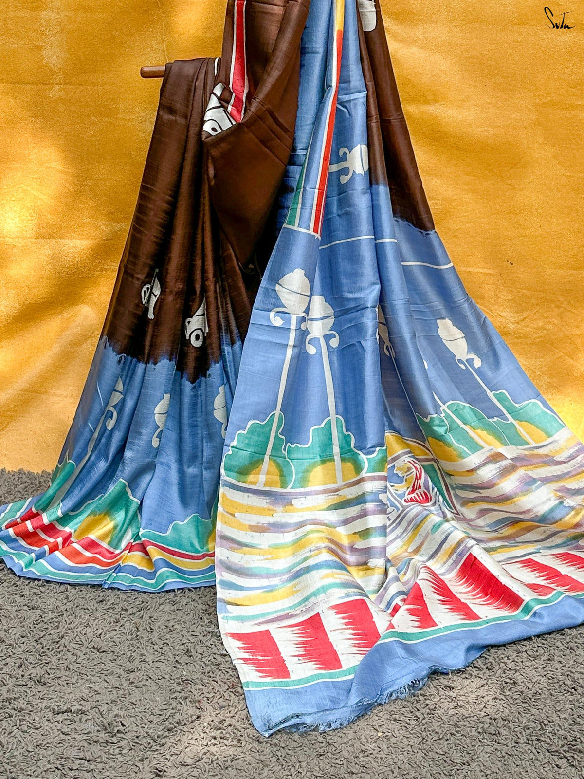 Megher Rong (Hand Painted Batik Silk Saree)