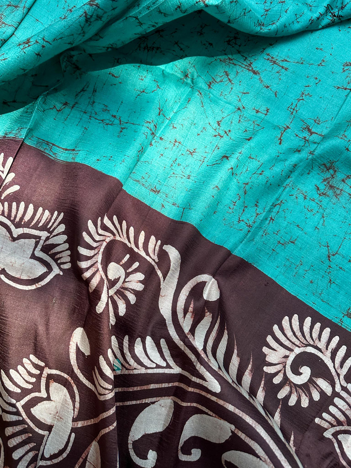 Neel Aabir(Hand Painted Batik Silk Saree)