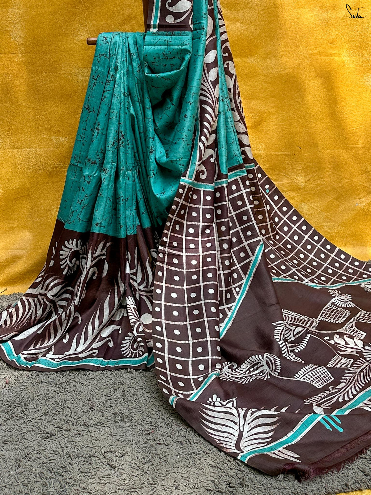 Neel Aabir(Hand Painted Batik Silk Saree)