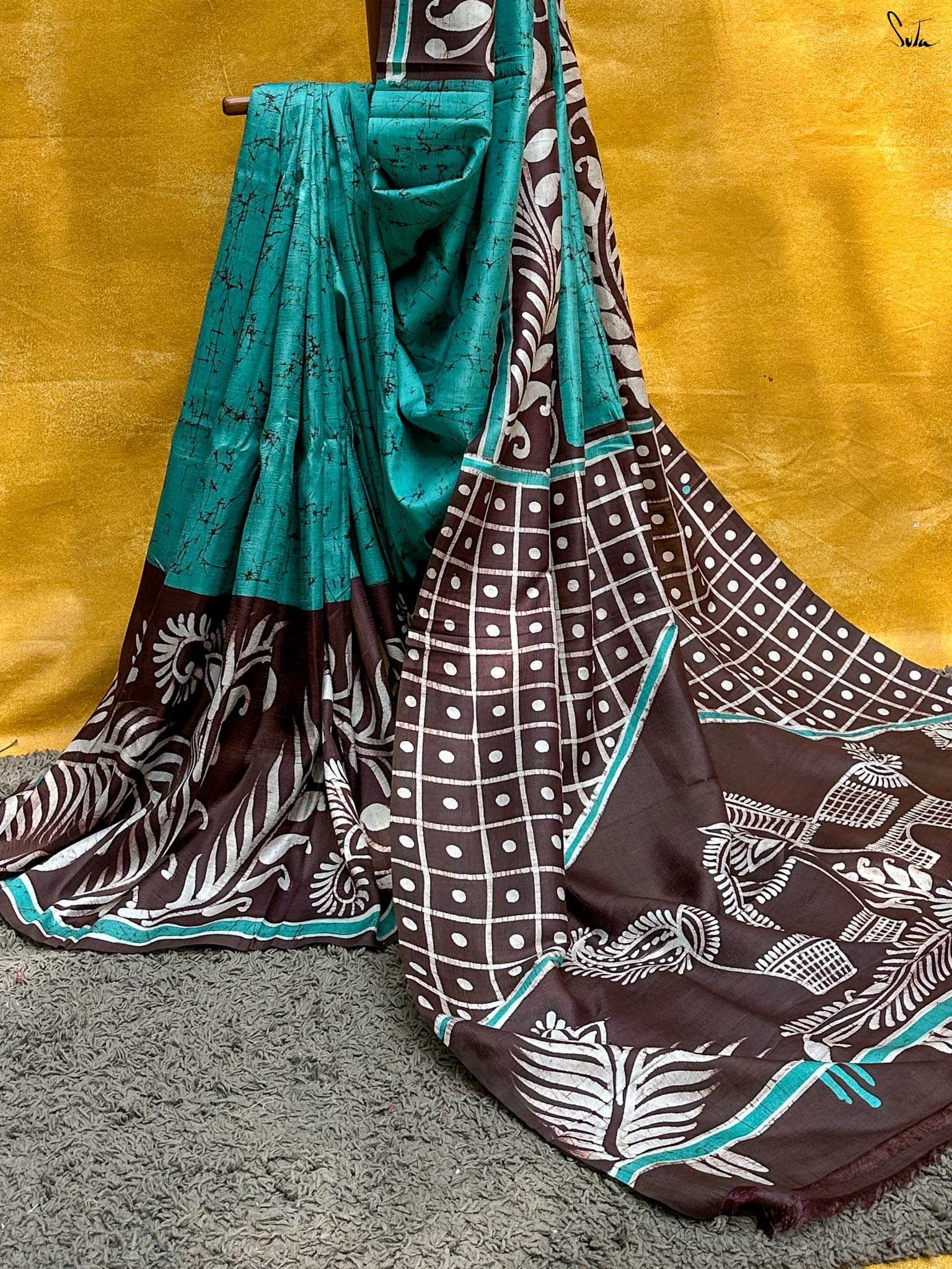 Neel Aabir(Hand Painted Batik Silk Saree)