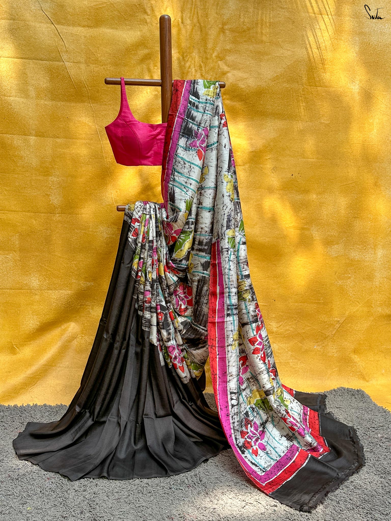 Neel Batasha (Hand Painted Batik Silk Saree)