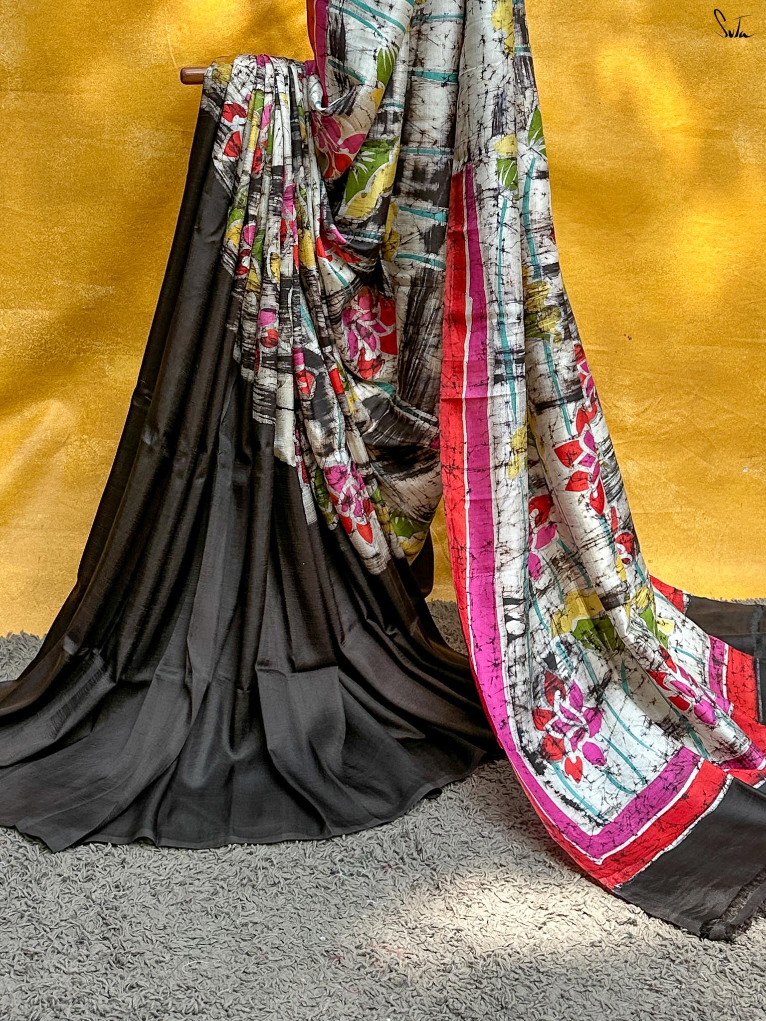 Neel Batasha (Hand Painted Batik Silk Saree)
