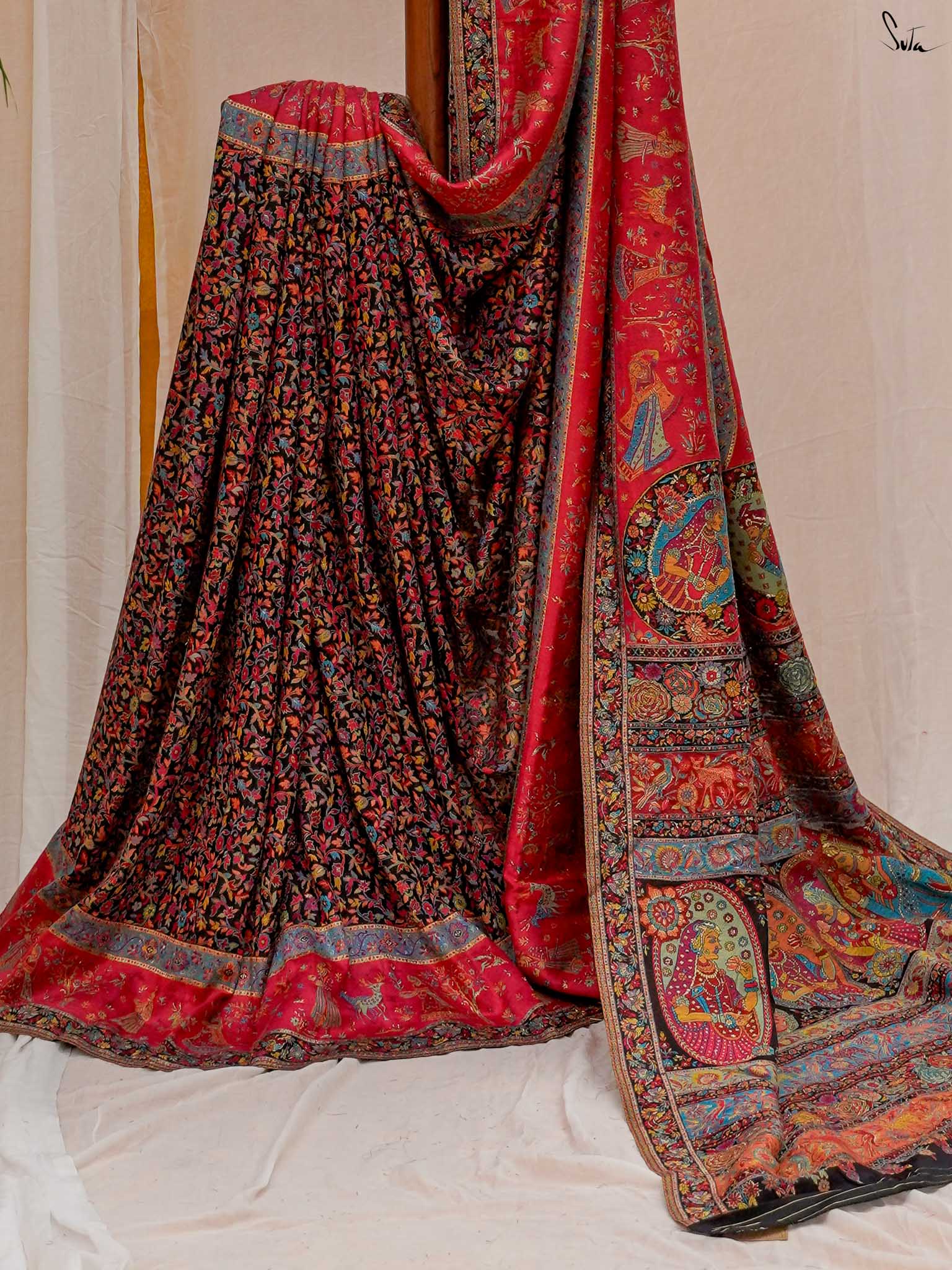 Nettle Pashm Multicolour Woolen Saree