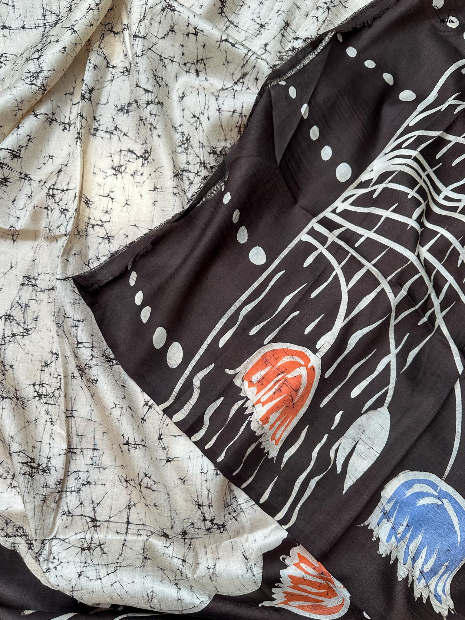 Nodi Dhara (Hand Painted Batik Silk Saree)