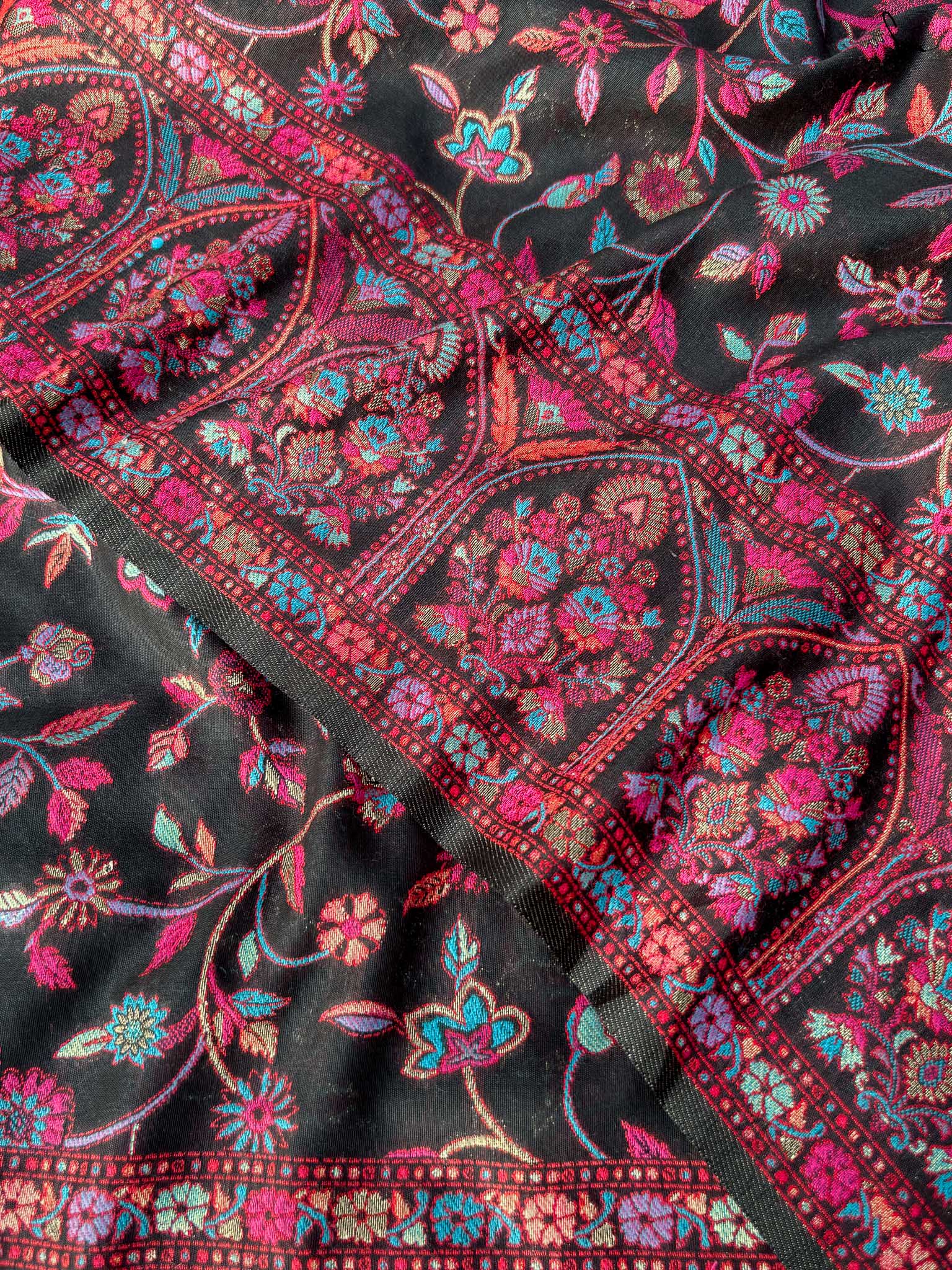 Pine Pashm Multicolour Woolen Saree