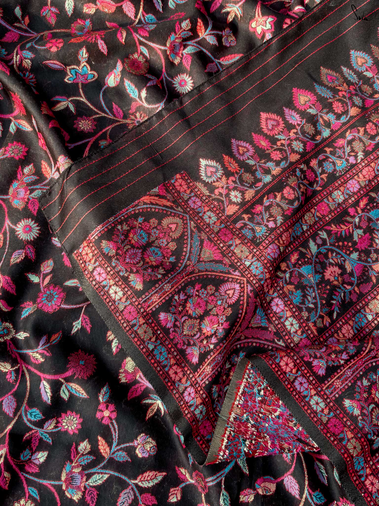 Pine Pashm Multicolour Woolen Saree