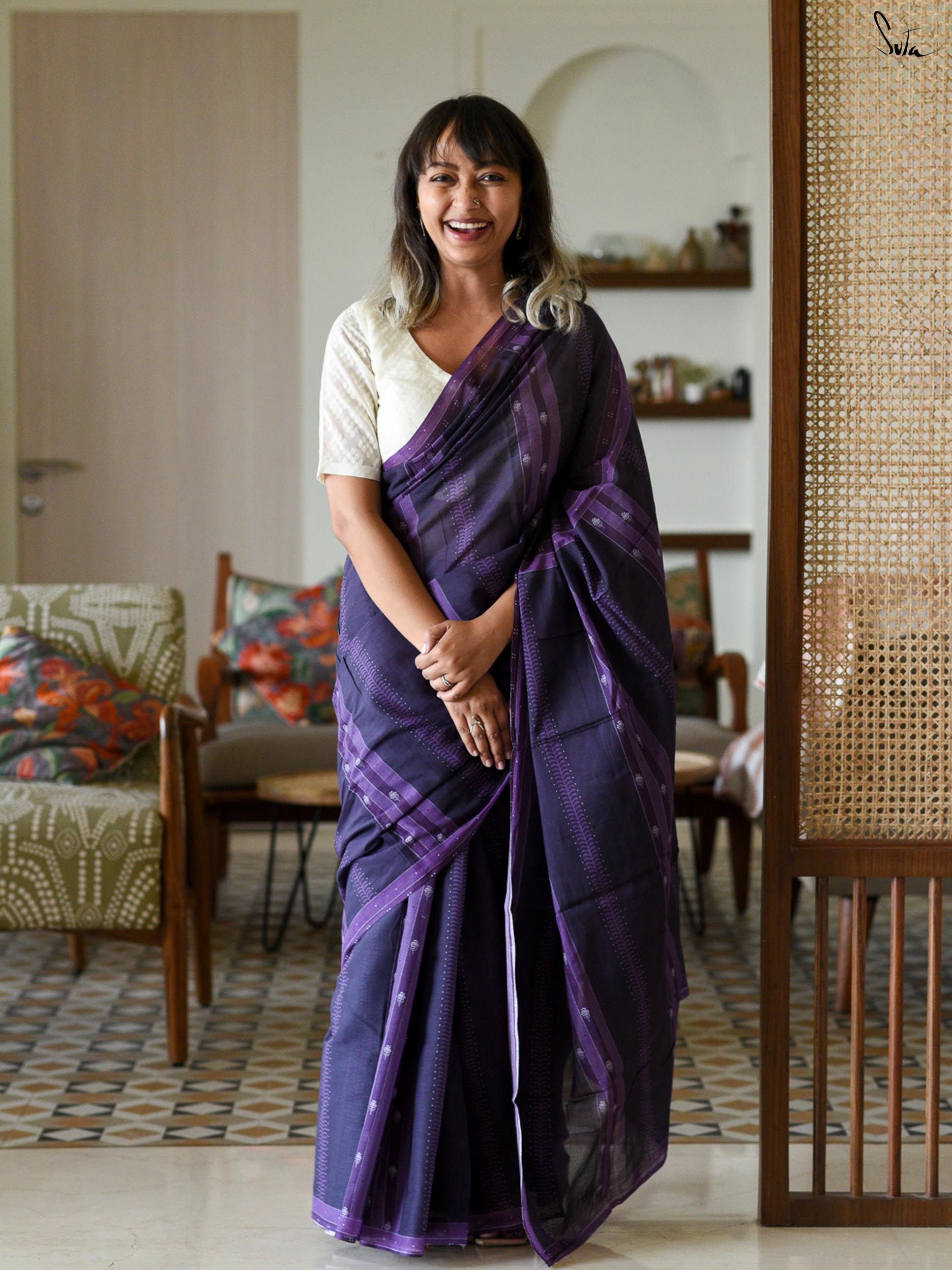Purple Stripes Saree