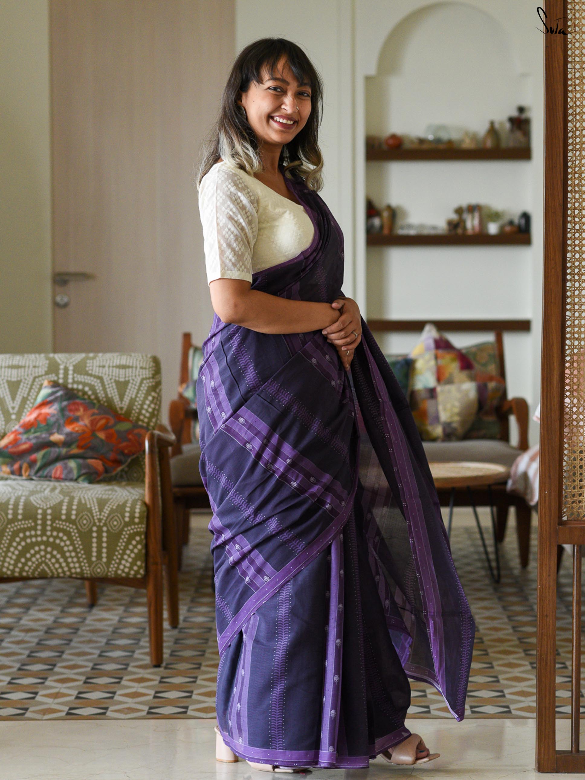 Purple Stripes Saree