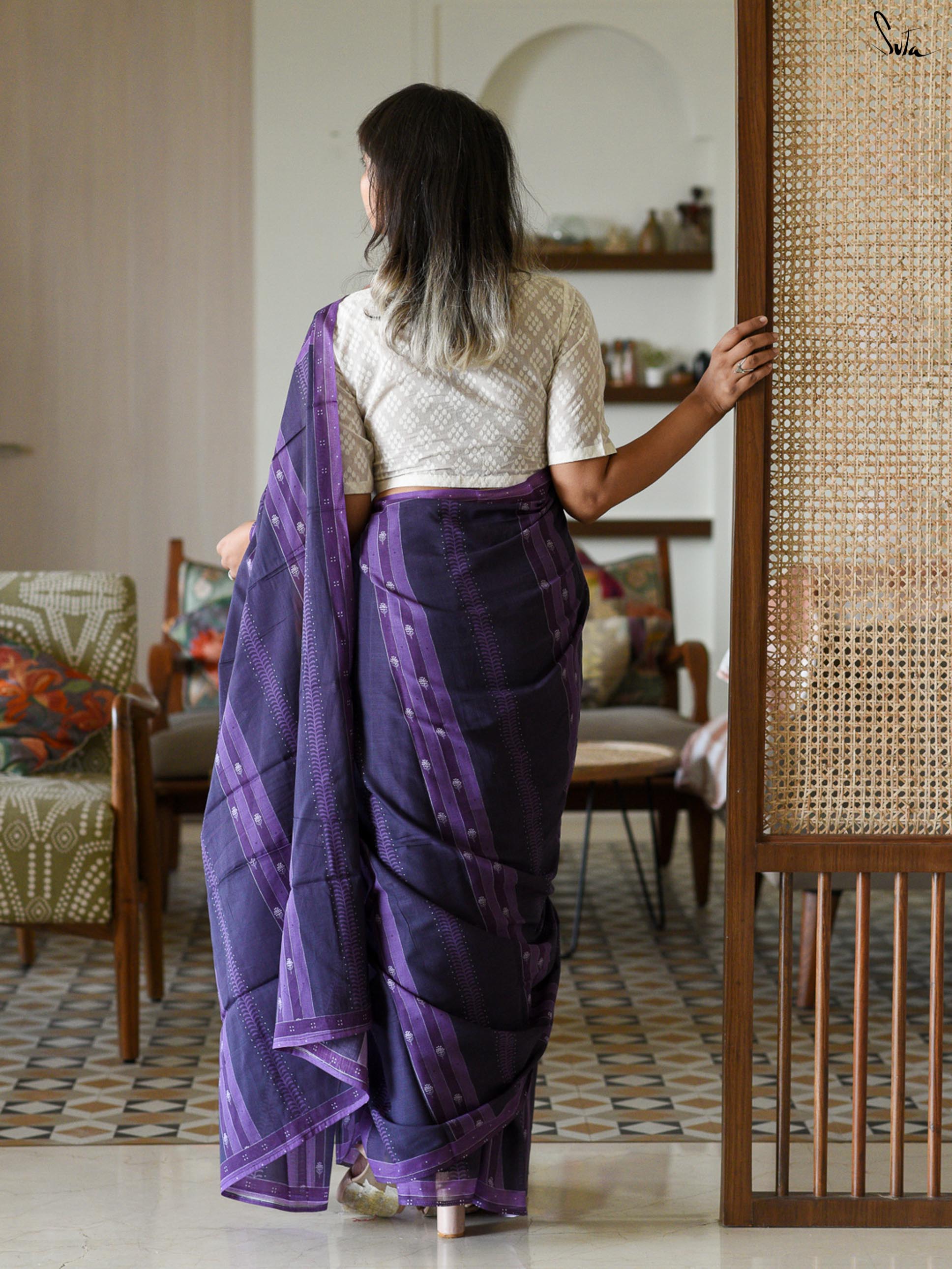 Purple Stripes Saree