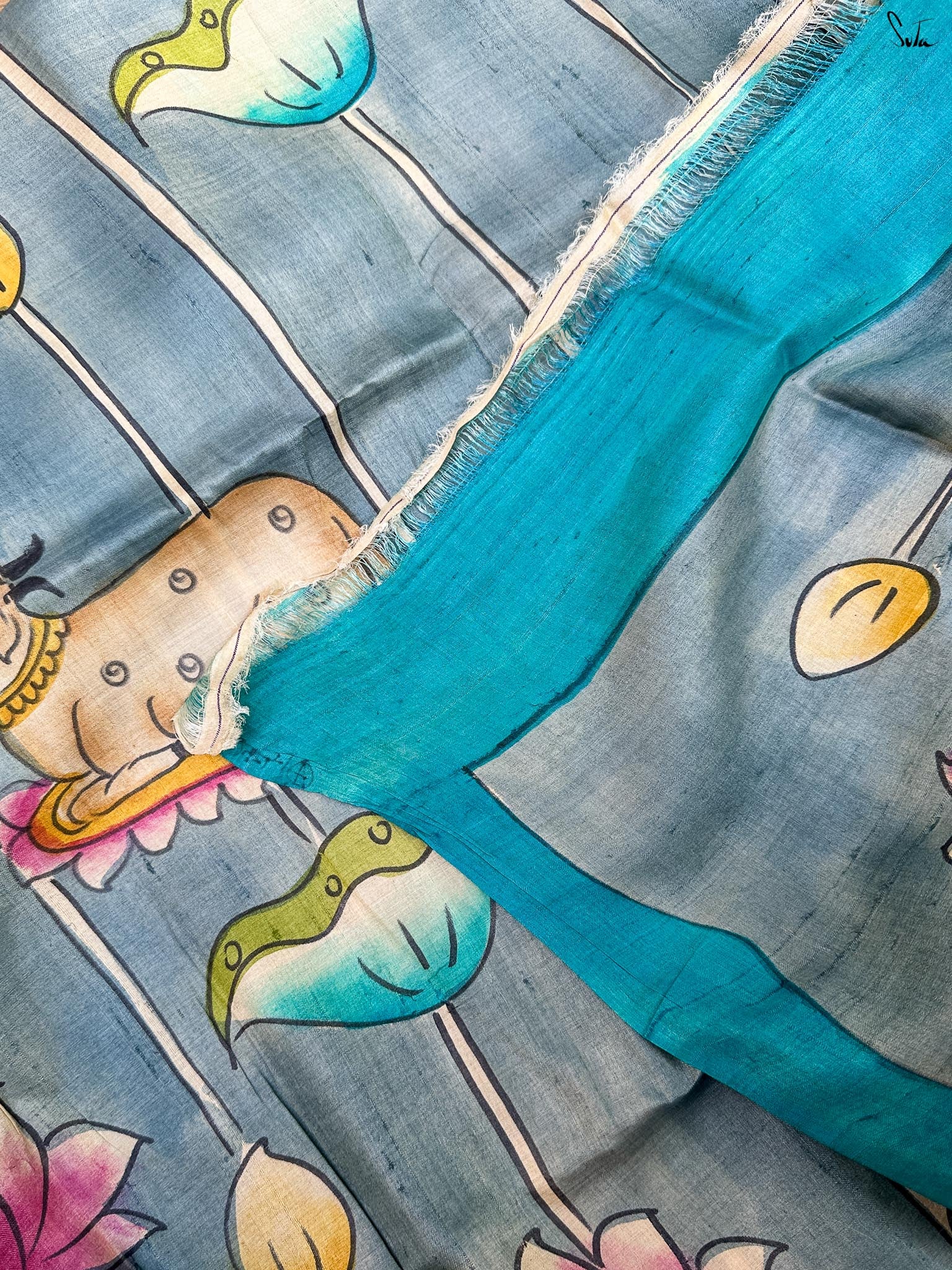 Rang Leher (Pure Tussar Hand Painted Saree)