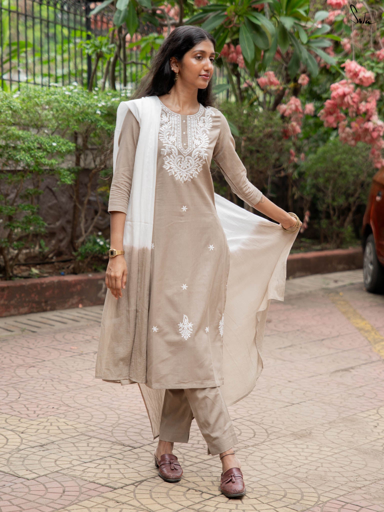 Suta Beige Cotton Kurta Set